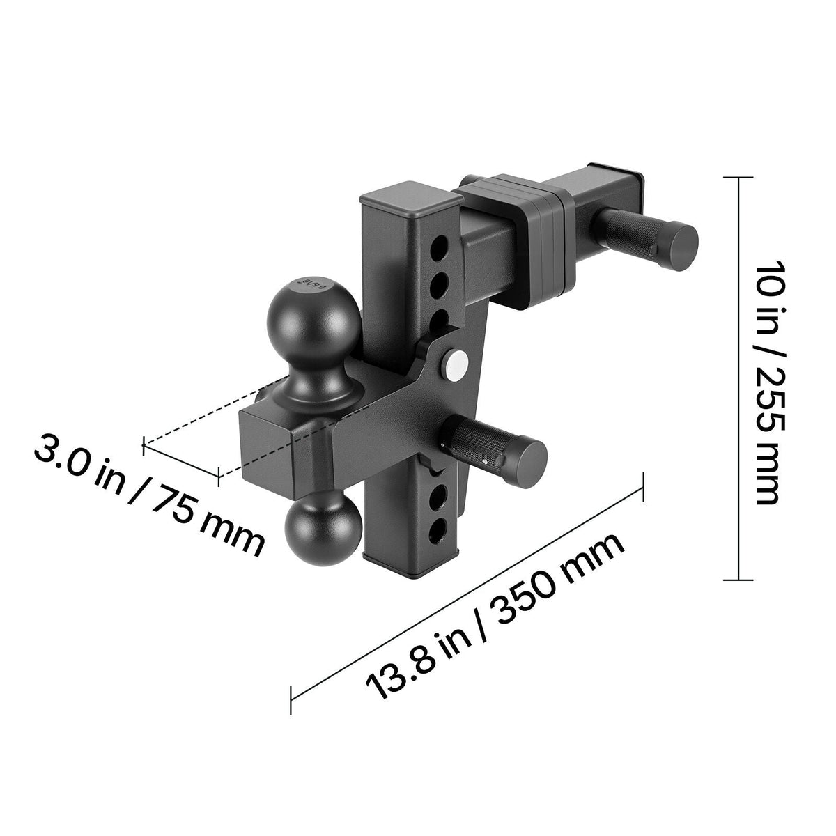 Adjustable Trailer Hitch, Fit 2 Inch Receiver, Trailer Hitch Mount with 2 Inch & 2-5/16 Inch Balls, 15000 lbs GTW, 6 Inch Drop, Towing Ball Mounts for RVs, Off-Road Vehicles and Trucks, Black