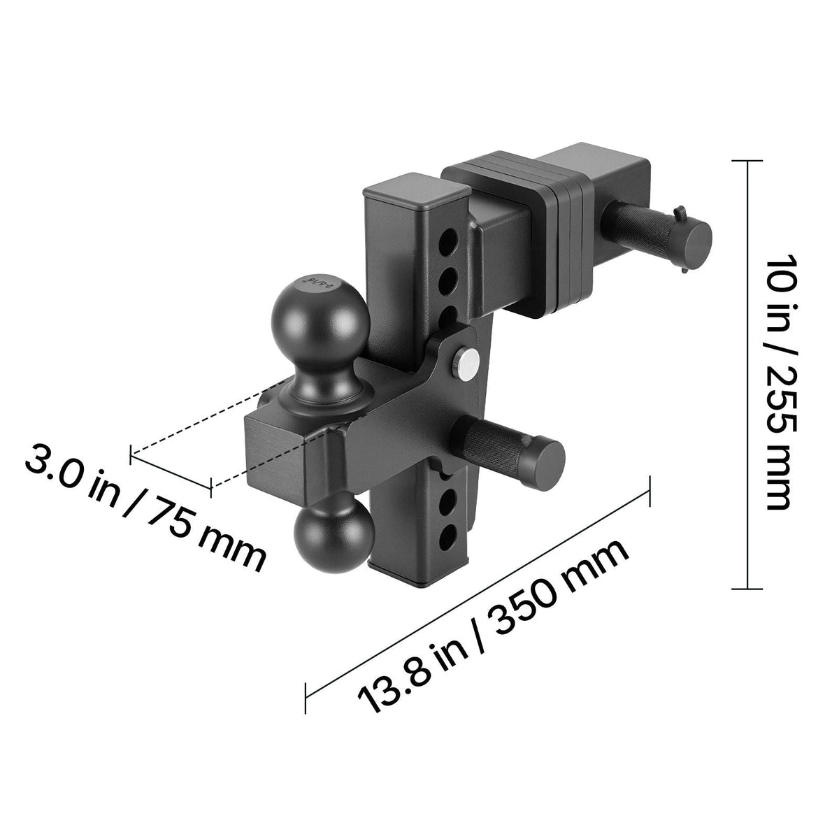 Adjustable Trailer Hitch, Fit 2.5 Inch Receiver, Trailer Hitch Mount with 2 Inch & 2-5/16 Inch Balls, 28000 lbs GTW, 6 Inch Drop, Towing Ball Mounts for RVs, Off-Road Vehicles and Trucks, Black