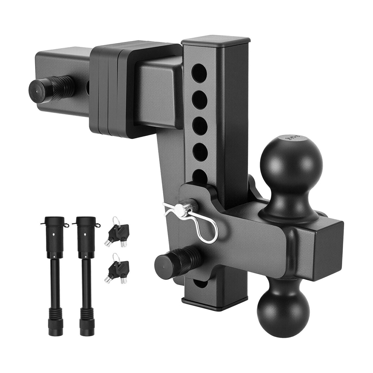 Adjustable Trailer Hitch, Fit 2.5 Inch Receiver, Trailer Hitch Mount with 2 Inch & 2-5/16 Inch Balls, 28000 lbs GTW, 6 Inch Drop, Towing Ball Mounts for RVs, Off-Road Vehicles and Trucks, Black