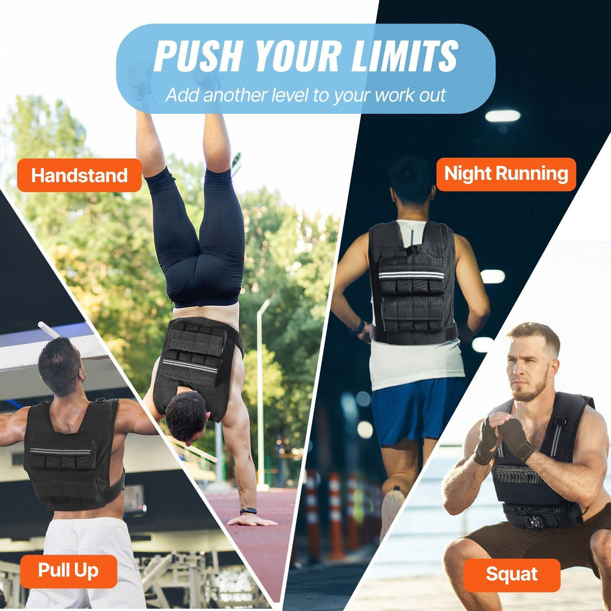 Adjustable Weighted Vest, 35lb Weight Vest with Iron Weights, Shoulder Pad, and Reflective Stripe, Body Weight Vest Exercise Set for Men Women, Workout Equipment for Strength Training Running