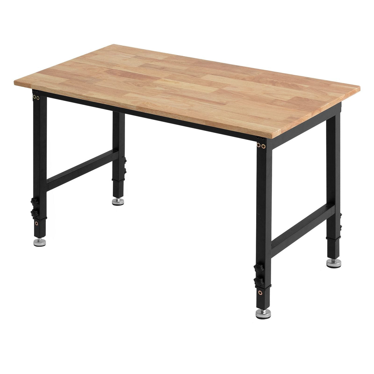 Adjustable Workbench, 1500 lbs Capacity, 48 x 24 Inch Oak Wood Top Workbench with 26.3-40.2 Inch Height Adjustment, Heavy-Duty Hardwood Worktable for Garage, Workshop, Home, Office, Commercial