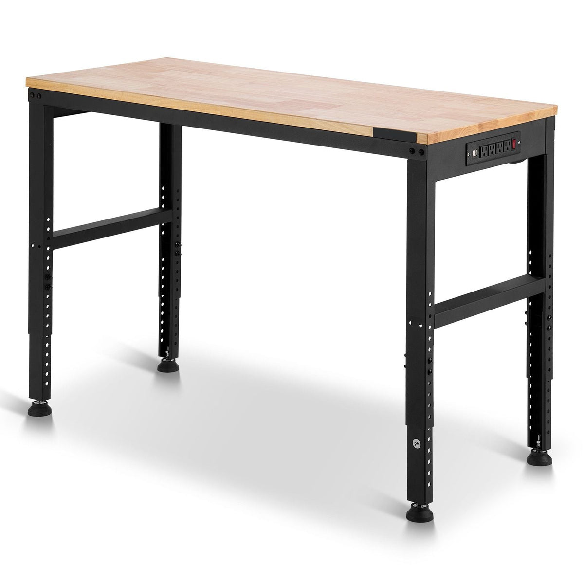 Adjustable Workbench, 2000 lbs Capacity, 48 x 20-inch Heavy Duty Work Bench with 28.5-38.3 Inches Height Adjustment, Garage Workbench with Power Outlets, Suitable for Office, Garage, Workshop