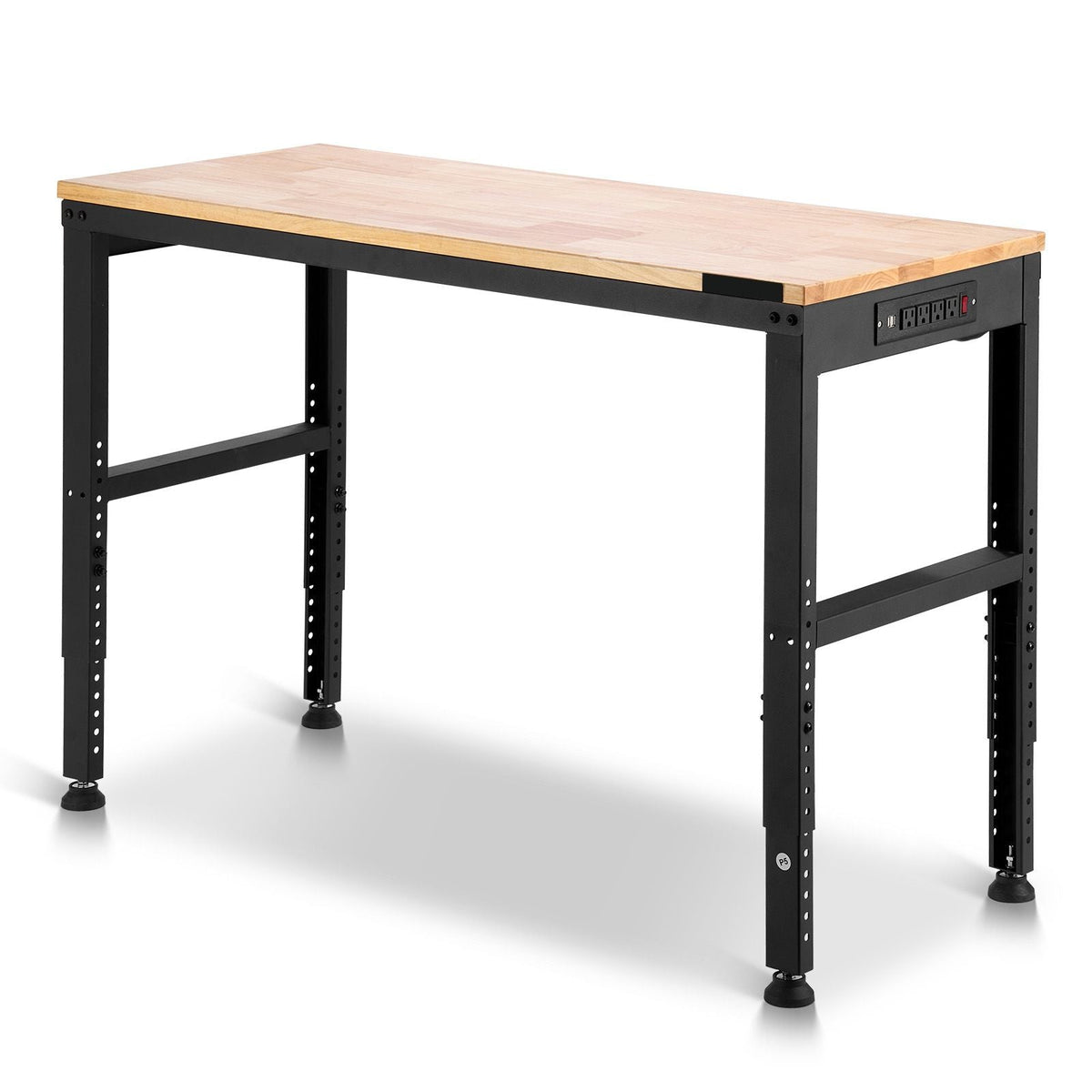 Adjustable Workbench, 2000 lbs Capacity, 48 x 20-inch Heavy Duty Work Bench with 28.5-38.3 Inches Height Adjustment, Garage Workbench with Power Outlets, Suitable for Office, Garage, Workshop