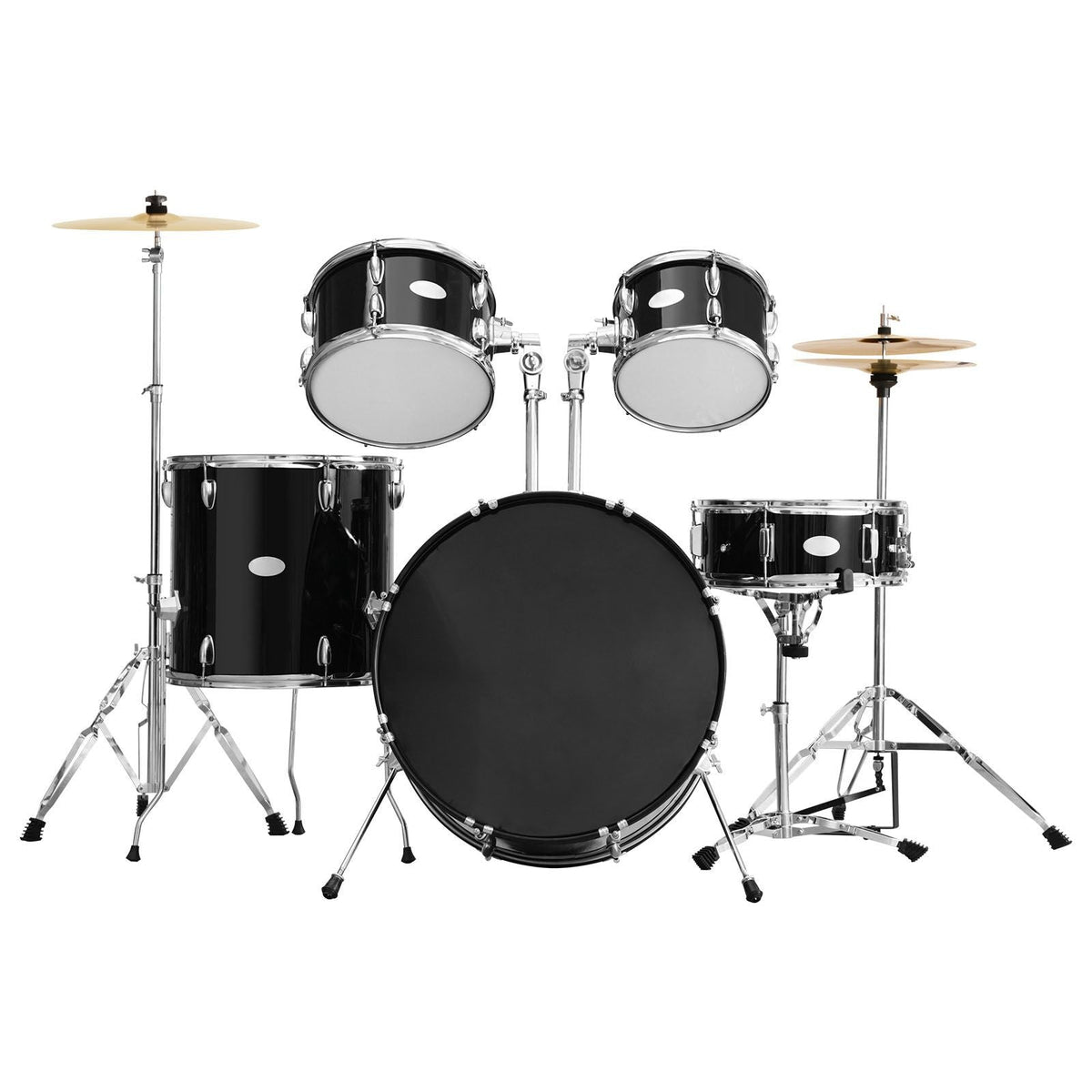 Adult Drum Set, 5-Piece, 22 inches Complete Full Size Drum Kit with Bass Toms Snare Floor Drum Adjustable Throne Stands Cymbal Hi-Hat Pedal and Drumsticks, Beginner Drum Kit for Adults, Black