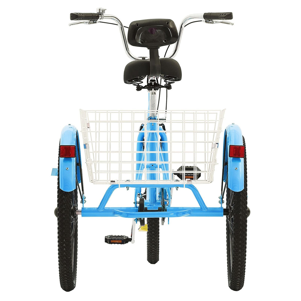 Adult Tricycles Bike, 24 Inch Three-Wheeled Bicycles, 3 Wheel Bikes Trikes, Carbon Steel Cruiser Bike with Basket & Adjustable Seat, Picnic Shopping Tricycles for Seniors, Women, Men (Blue)