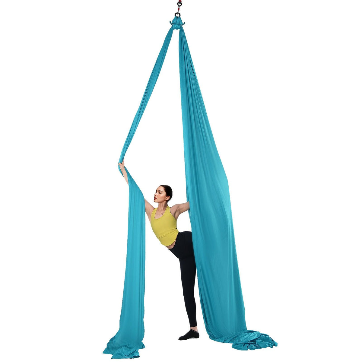 Aerial Silk & Yoga Swing, 11 Yards, Aerial Yoga Hammock Kit with 100gsm Nylon Fabric, Full Rigging Hardware & Easy Set-up Guide, Antigravity Flying for All Levels Fitness Bodybuilding, Blue