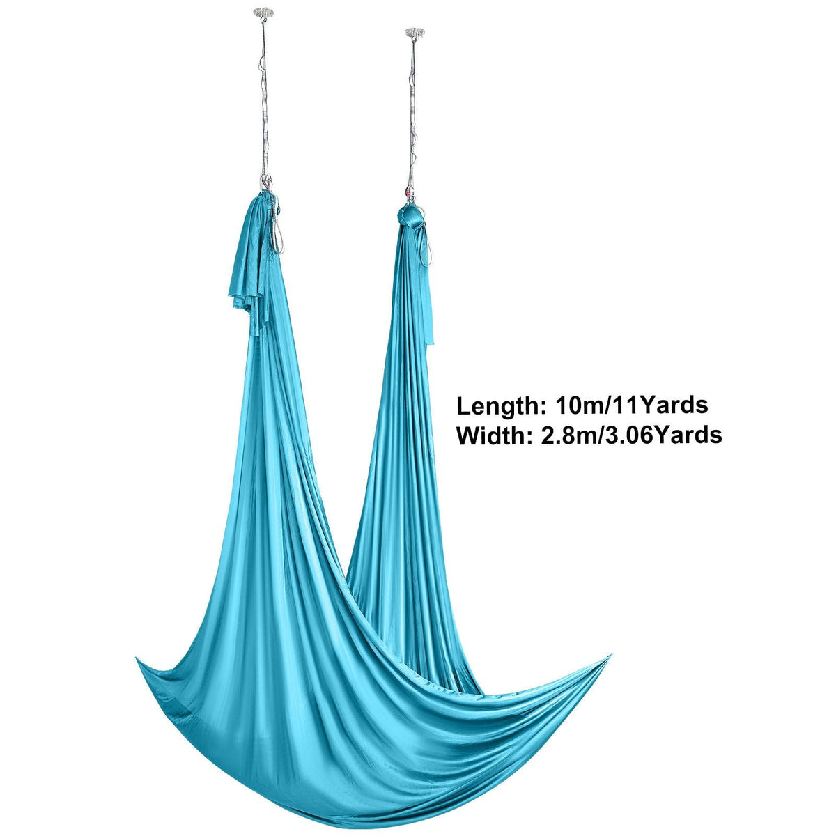 Aerial Silk & Yoga Swing, 11 Yards, Aerial Yoga Hammock Kit with 100gsm Nylon Fabric, Full Rigging Hardware & Easy Set-up Guide, Antigravity Flying for All Levels Fitness Bodybuilding, Blue