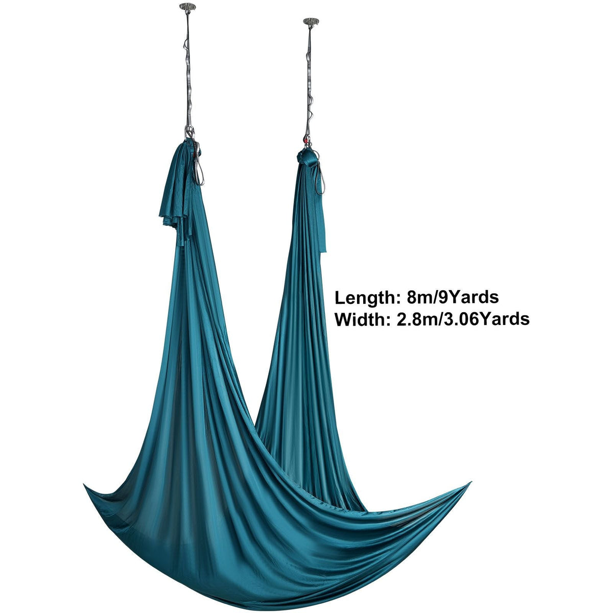 Aerial Silk & Yoga Swing, 8.7 Yards, Aerial Yoga Hammock Kit with 100gsm Nylon Fabric, Full Rigging Hardware & Easy Set-up Guide, Antigravity Flying for All Levels Fitness Bodybuilding, Green