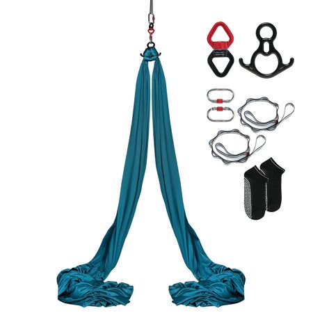 Aerial Silk & Yoga Swing, 8.7 Yards, Aerial Yoga Hammock Kit with 100gsm Nylon Fabric, Full Rigging Hardware & Easy Set-up Guide, Antigravity Flying for All Levels Fitness Bodybuilding, Green