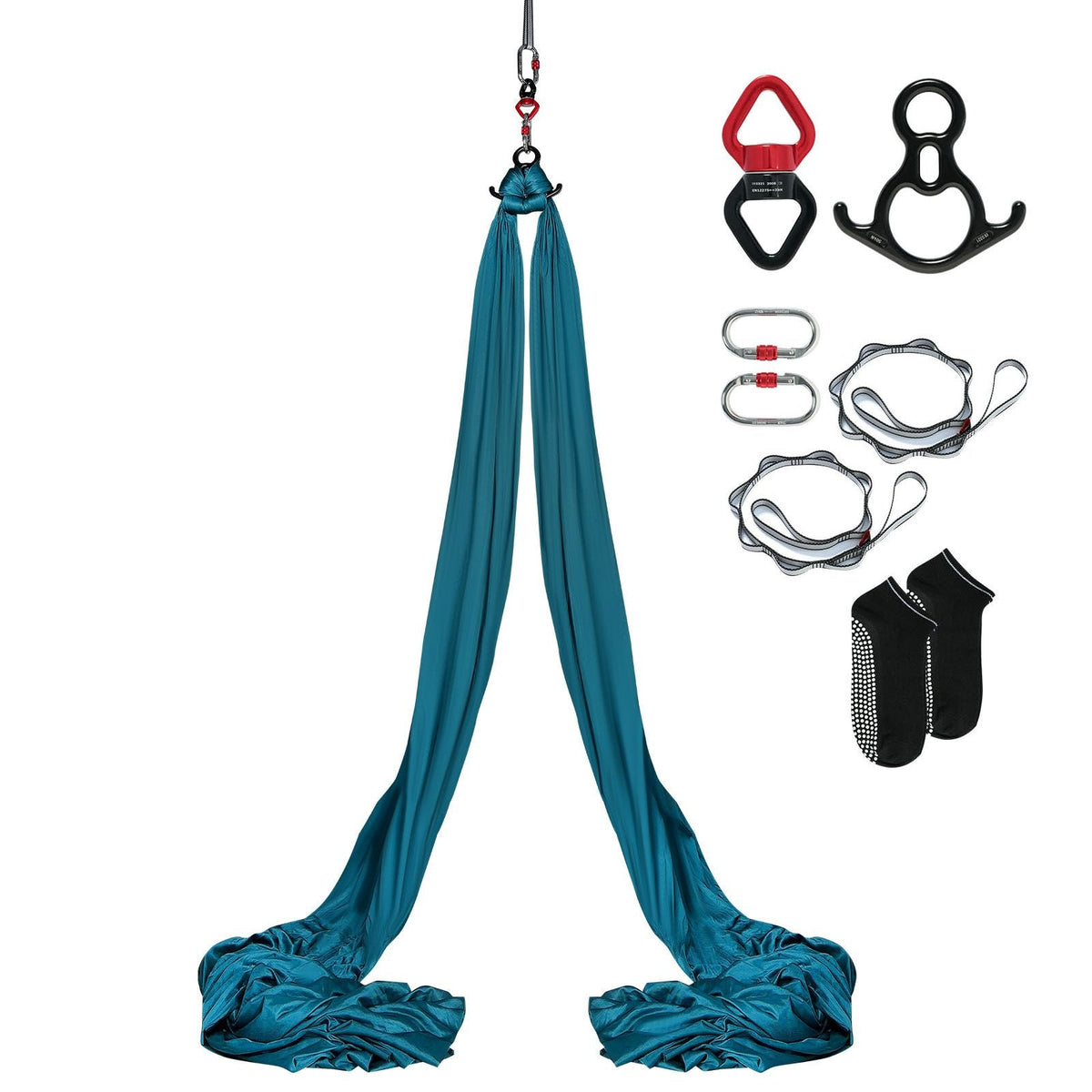 Aerial Silk & Yoga Swing, 8.7 Yards, Aerial Yoga Hammock Kit with 100gsm Nylon Fabric, Full Rigging Hardware & Easy Set-up Guide, Antigravity Flying for All Levels Fitness Bodybuilding, Green