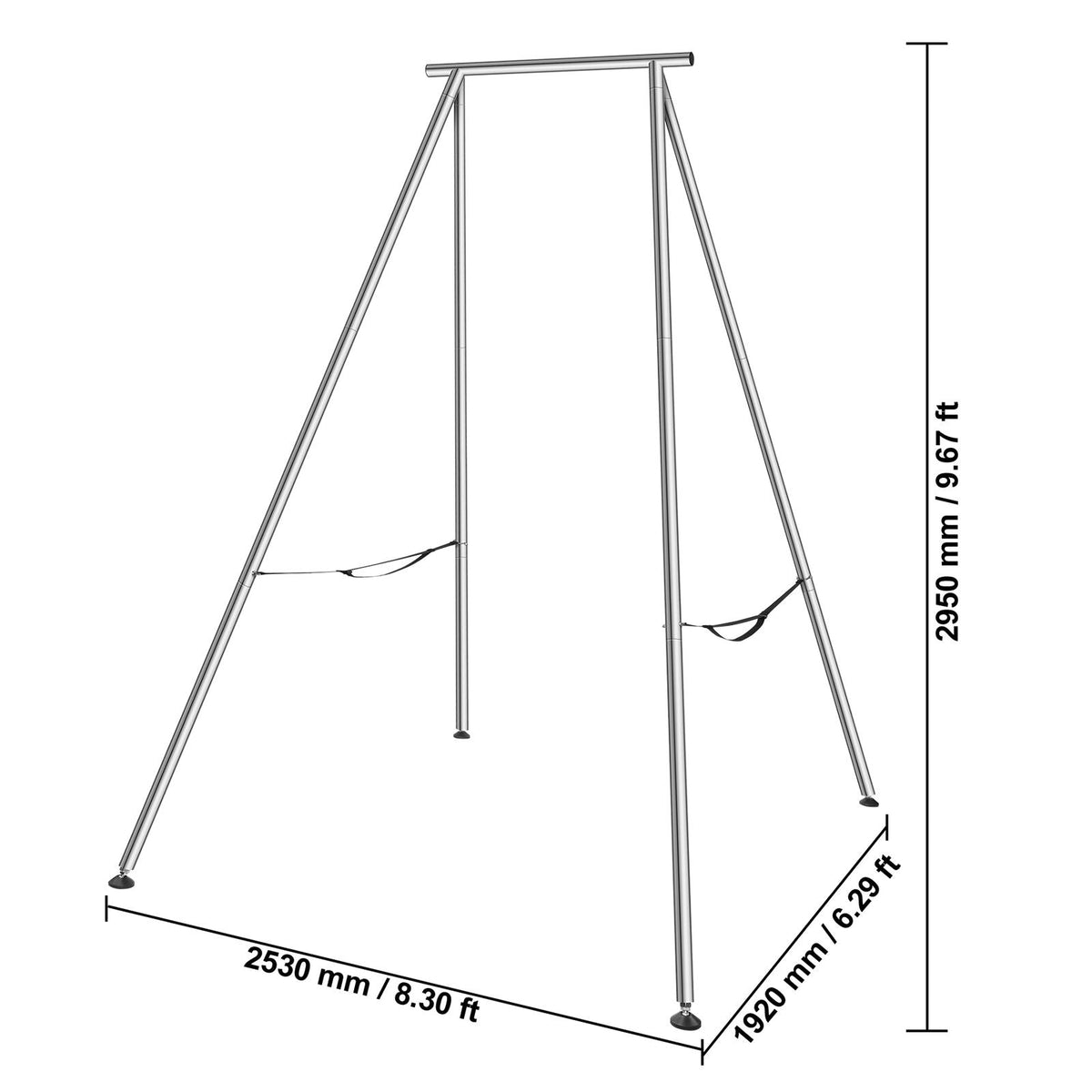 Aerial Yoga Frame, 9.67 ft Height Yoga Swing Stand, Max 551.15 lbs Load Chrome-Plated Steel Pipe Inversion Yoga Swing Stand Yoga Rig Yoga Sling Inversion Equipment for Indoor Outdoor Aerial Yoga