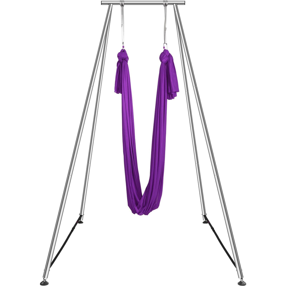 Aerial Yoga Frame & Yoga Hammock, 9.67 ft Height Professional Yoga Swing Stand Comes with 13.1 Yards Aerial Hammock, Max 551.15 lbs Load Capacity Yoga Rig for Indoor Outdoor Aerial Yoga, Purple