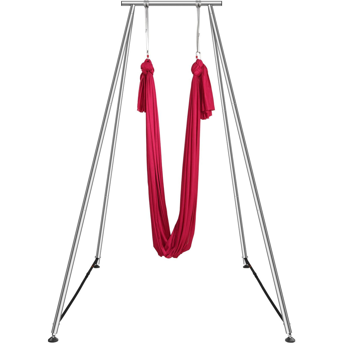 Aerial Yoga Frame & Yoga Hammock, 9.67 ft Height Professional Yoga Swing Stand Comes with 6.6 Yards Aerial Hammock, Max 551.15 lbs Load Capacity, Yoga Rig for Indoor Outdoor Aerial Yoga, Red