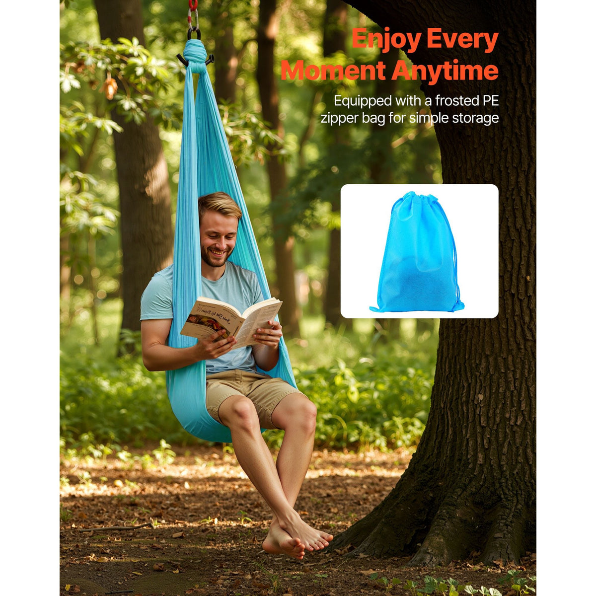 Aerial Yoga Hammock, Maximum 300 lbs Load Aerial Silk, Yoga Swing with Nylon Fabric, Daisy Rope, PE Zipper Bag, Gymnastics Swings Suitable for Men and Women, Dual-Function Hammock & Swing