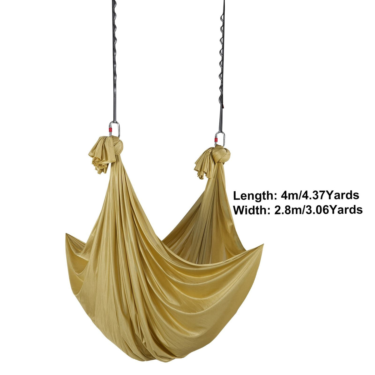 Aerial Yoga Hammock & Swing, 4.4 Yards, Aerial Yoga Starter Kit with 100gsm Nylon Fabric, Full Rigging Hardware & Easy Set-up Guide, Antigravity Flying for All Levels Fitness Bodybuilding, Gold