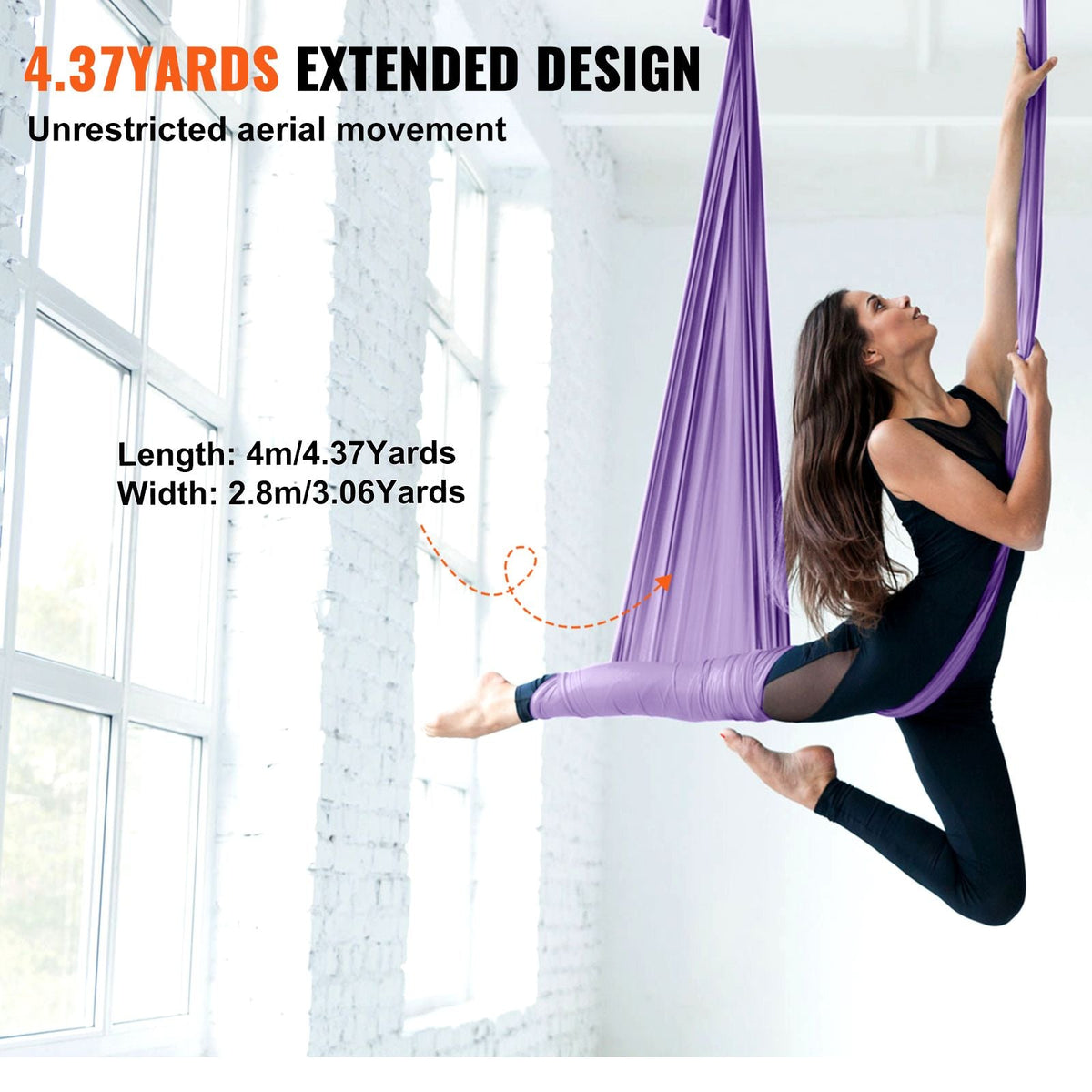 Aerial Yoga Hammock & Swing, 4.4 Yards, Yoga Starter Kit with 100gsm Nylon Fabric, Full Rigging Hardware and Easy Set-up Guide, Antigravity Flying for All Levels Fitness Bodybuilding, Purple