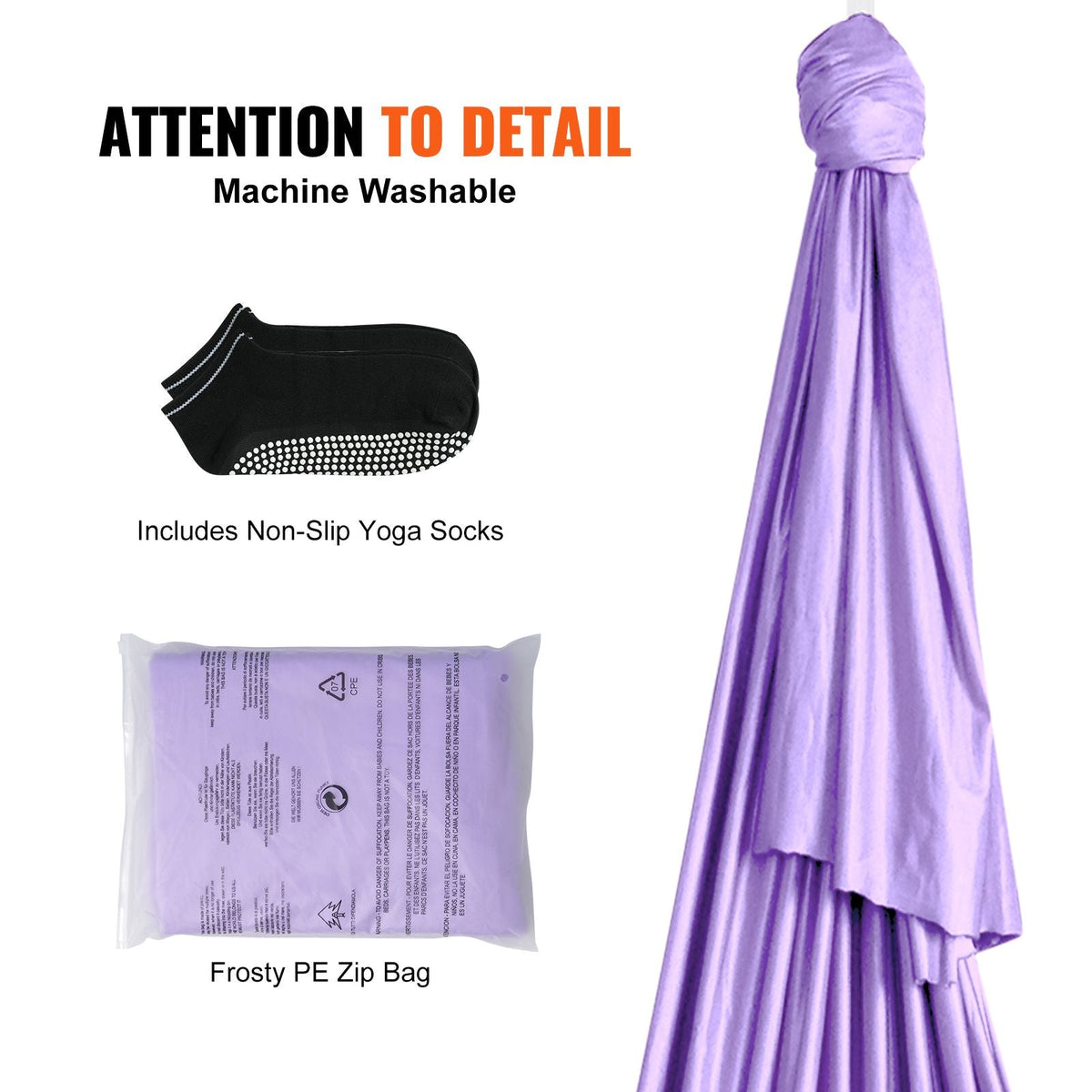 Aerial Yoga Hammock & Swing, 4.4 Yards, Yoga Starter Kit with 100gsm Nylon Fabric, Full Rigging Hardware and Easy Set-up Guide, Antigravity Flying for All Levels Fitness Bodybuilding, Purple