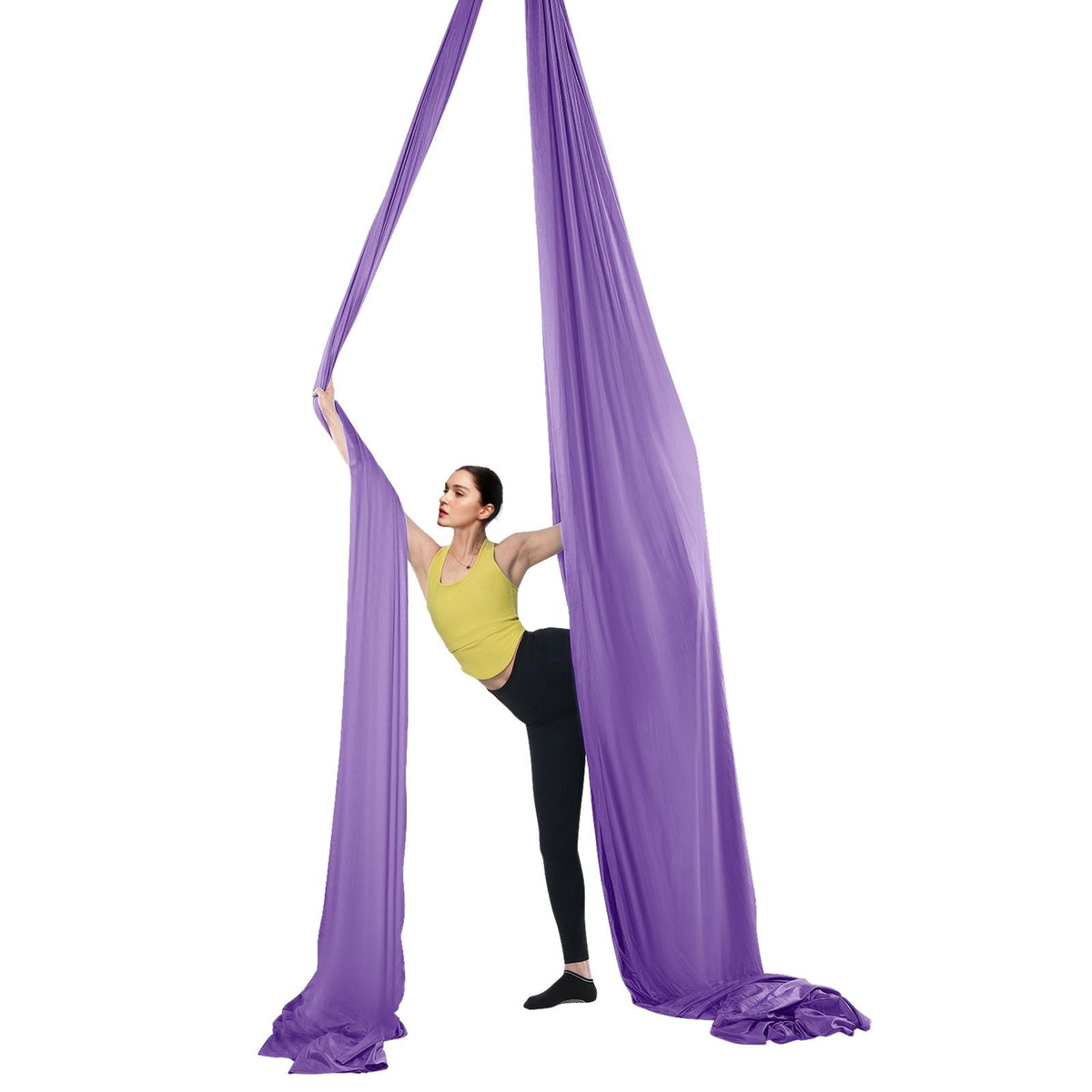 Aerial Yoga Hammock & Swing, 4.4 Yards, Yoga Starter Kit with 100gsm Nylon Fabric, Full Rigging Hardware and Easy Set-up Guide, Antigravity Flying for All Levels Fitness Bodybuilding, Purple