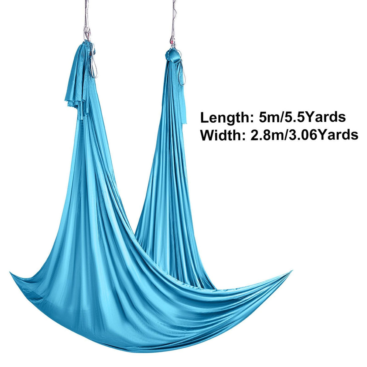 Aerial Yoga Hammock & Swing, 5.5 Yards, Aerial Yoga Starter Kit with 100gsm Nylon Fabric, Full Rigging Hardware & Easy Set-up Guide, Antigravity Flying for All Levels Fitness Bodybuilding, Blue