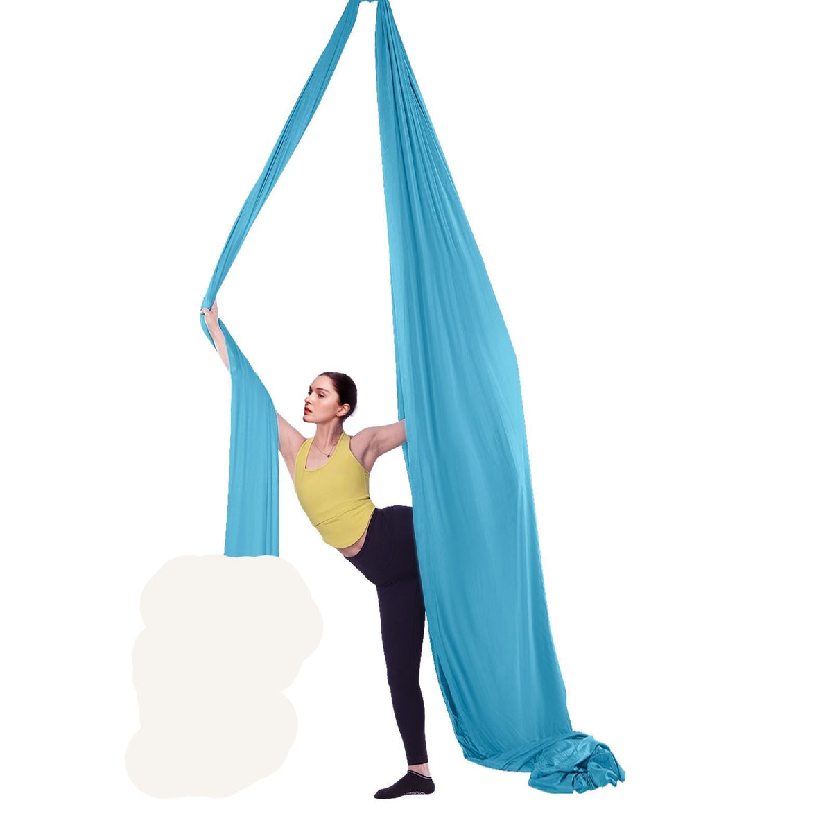 Aerial Yoga Hammock & Swing, 5.5 Yards, Aerial Yoga Starter Kit with 100gsm Nylon Fabric, Full Rigging Hardware & Easy Set-up Guide, Antigravity Flying for All Levels Fitness Bodybuilding, Blue