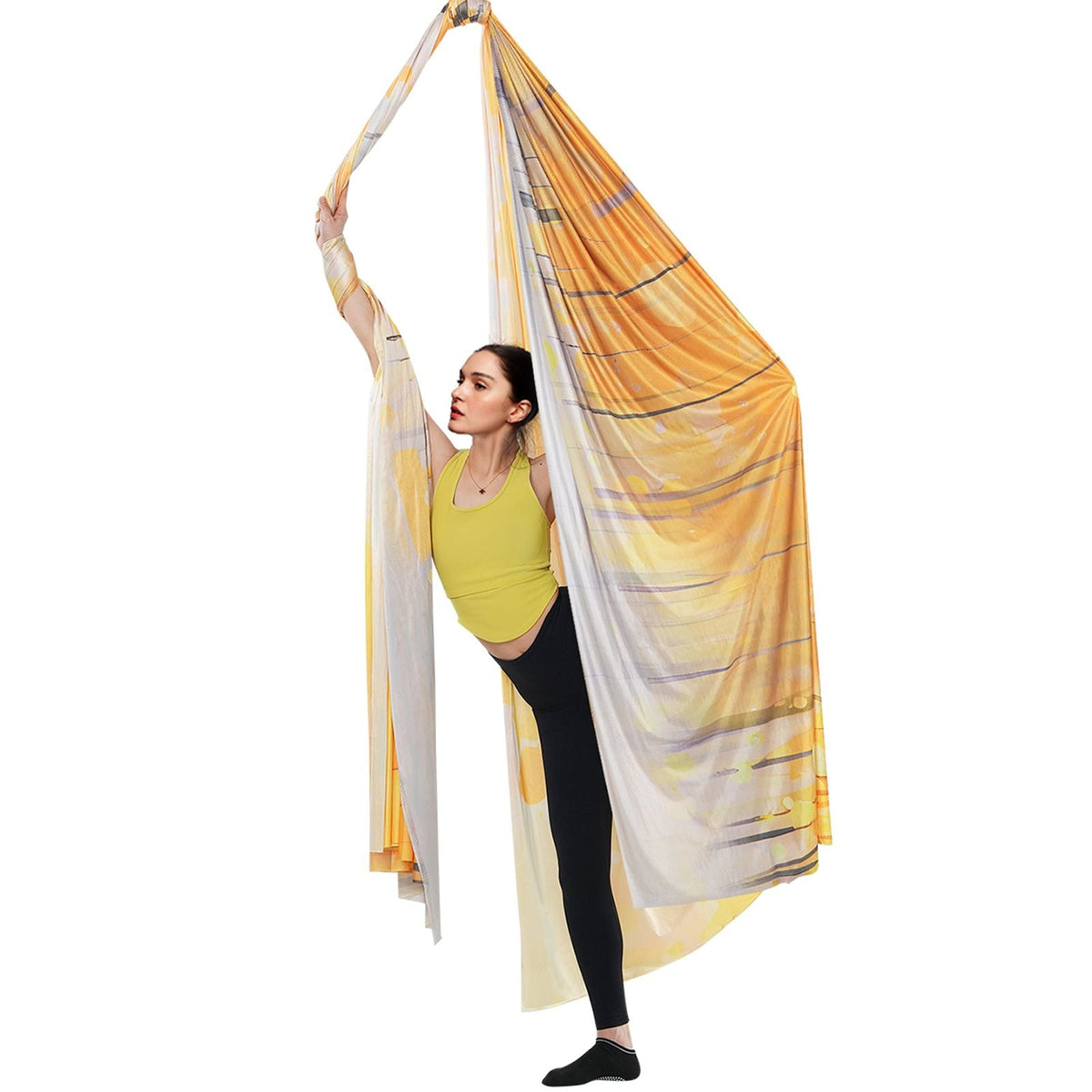 Aerial Yoga Hammock & Swing, 5.5 Yards, Aerial Yoga Starter Kit with 100gsm Nylon Fabric, Full Rigging Hardware & Easy Set-up Guide, Antigravity Flying for All Levels Fitness Bodybuilding, Gold