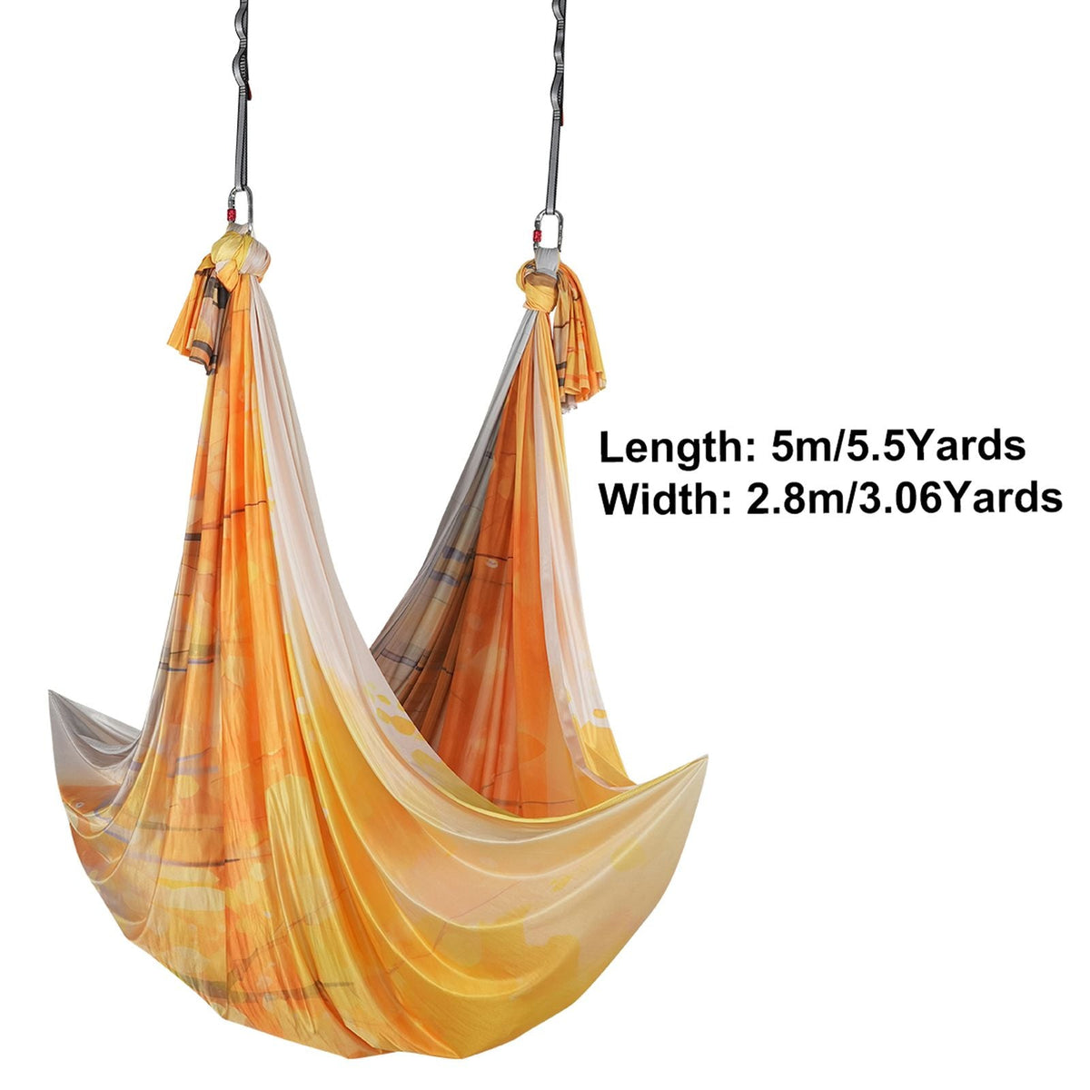 Aerial Yoga Hammock & Swing, 5.5 Yards, Aerial Yoga Starter Kit with 100gsm Nylon Fabric, Full Rigging Hardware & Easy Set-up Guide, Antigravity Flying for All Levels Fitness Bodybuilding, Gold