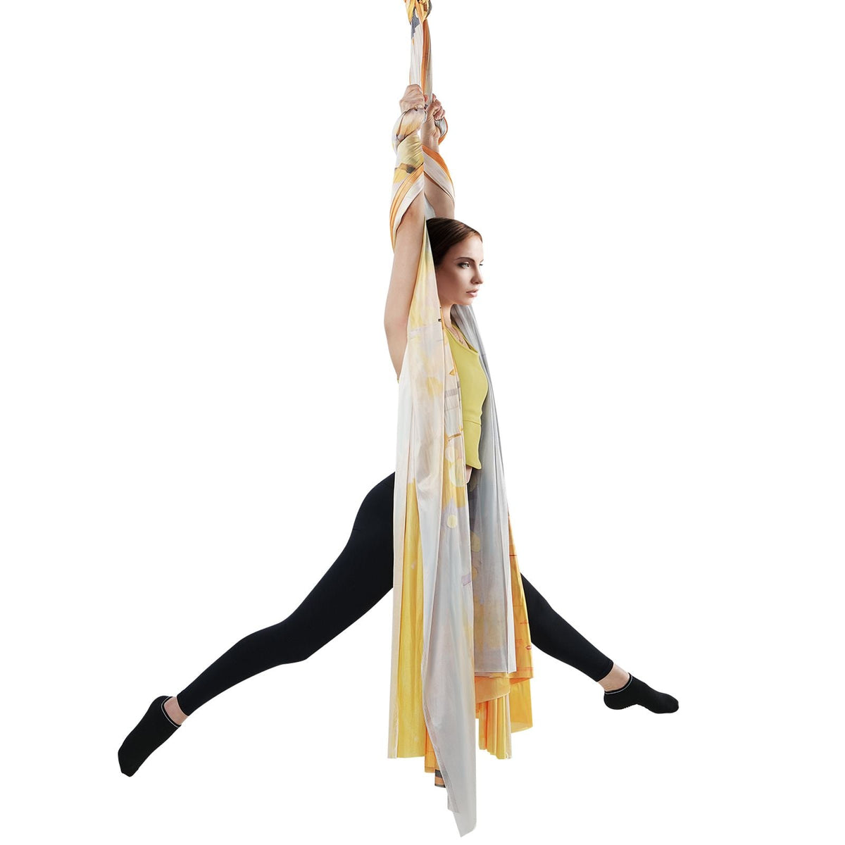 Aerial Yoga Hammock & Swing, 5.5 Yards, Aerial Yoga Starter Kit with 100gsm Nylon Fabric, Full Rigging Hardware & Easy Set-up Guide, Antigravity Flying for All Levels Fitness Bodybuilding, Gold