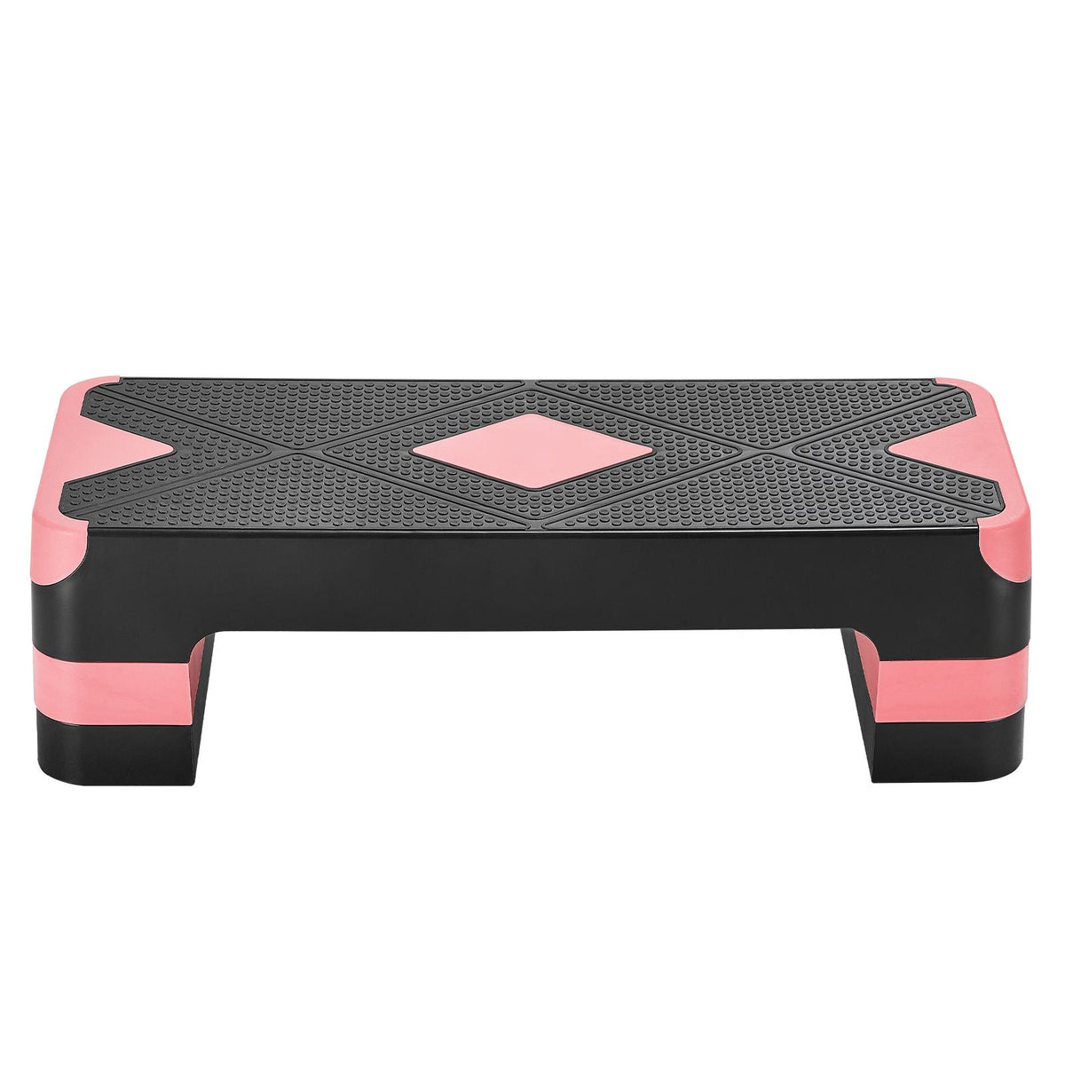 Aerobic Exercise Step Platform, 28-Inch Workout Aerobic Stepper, Height Adjustable Fitness Training Step Deck Trainer with 4 Risers, Non-Slip Surface Bench for Home Gym Cardio Strength, Red