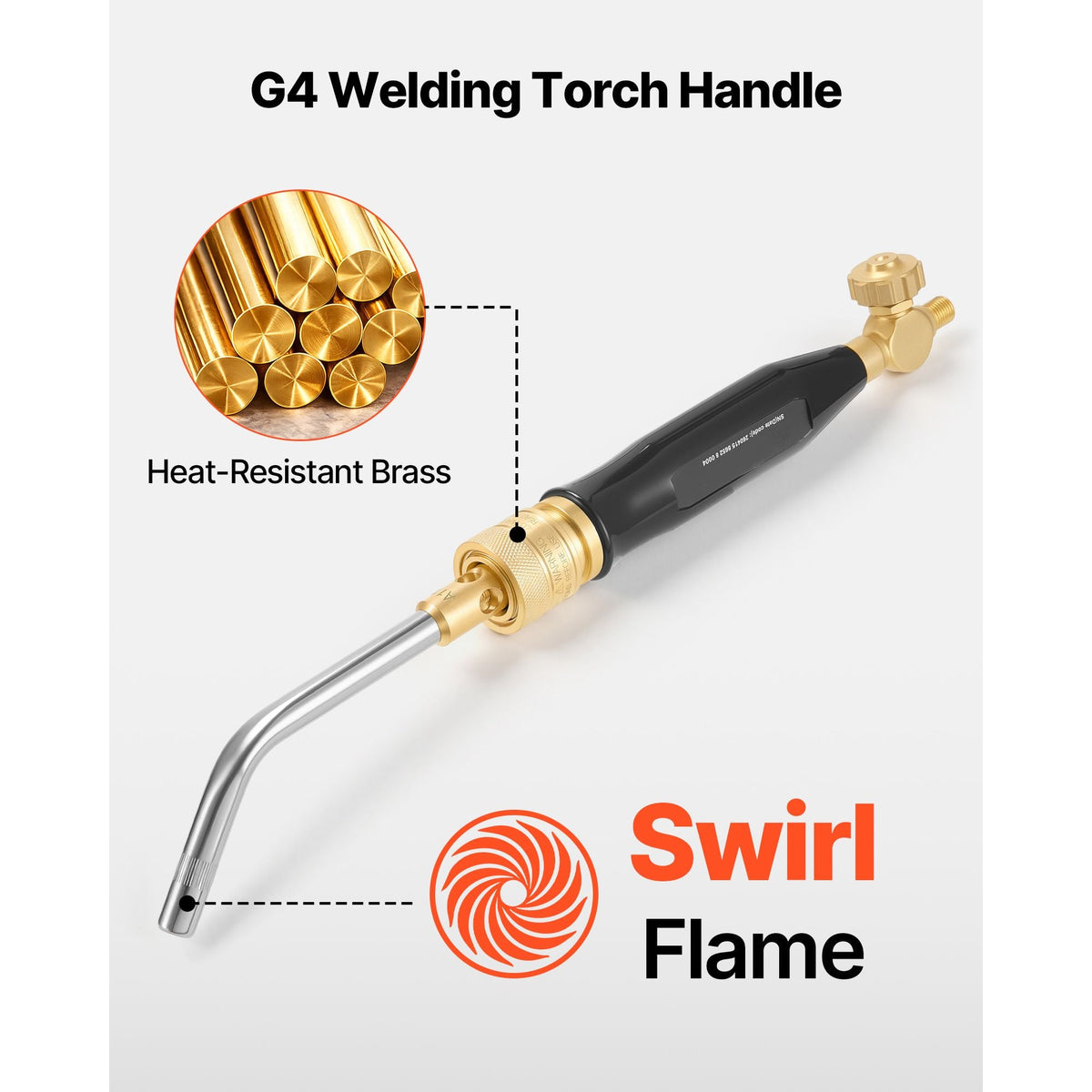 Air Acetylene Torch Kit, Acetylene Gas Welding Tool with 11.8FT Rubber Hose, 4 Welding Tips & CGA200 Regulator, Swirl Frame Gas Brazing Torch Kit for Home DIY and Industrial Metalworking
