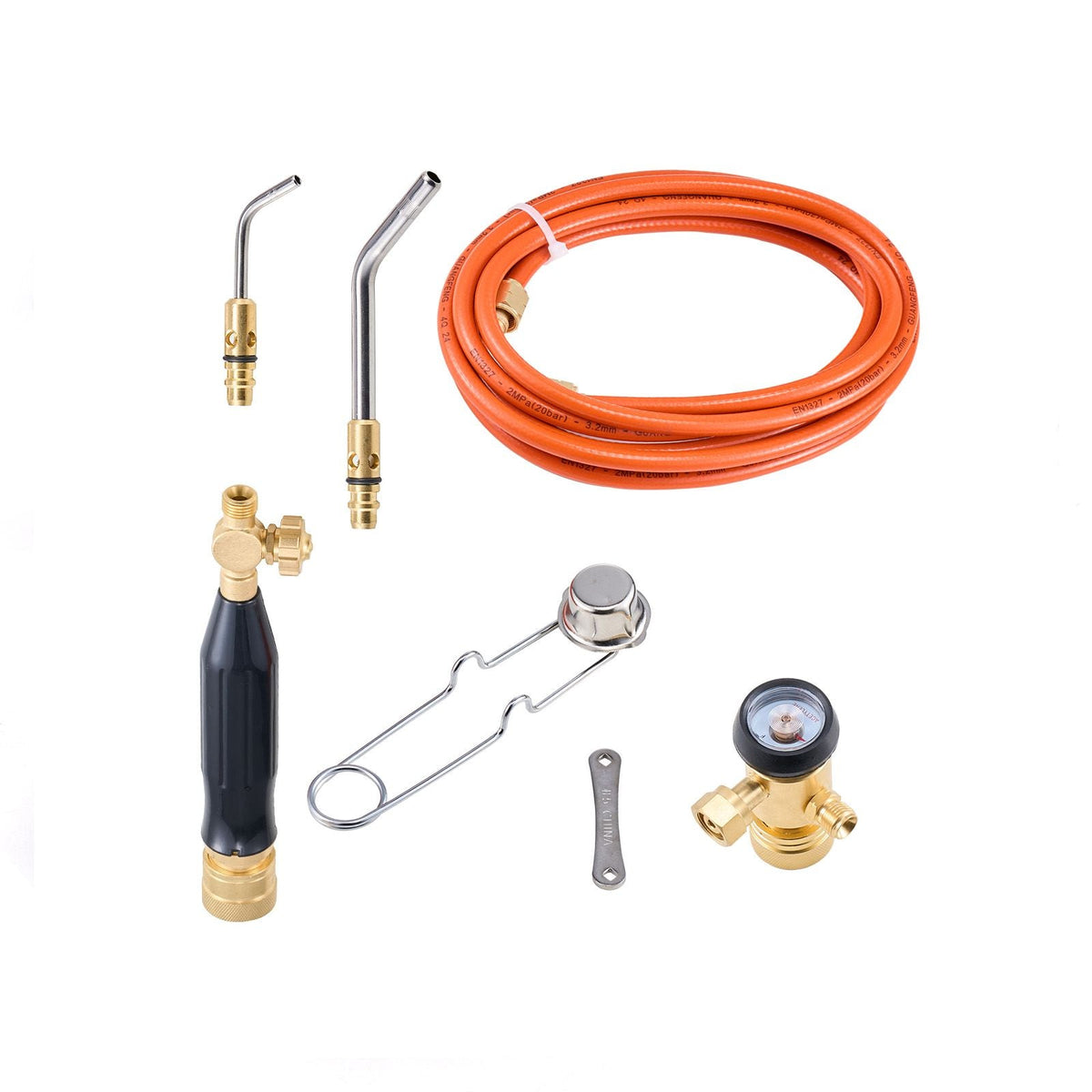 Air Acetylene Torch Kit, Acetylene Gas Welding Tool with 149'' Hose, 2 Welding Tips, CGA200 Regulator & Torch Handle, Gas Brazing Welder for Home DIY Industrial Sites (without Gas Cylinder)