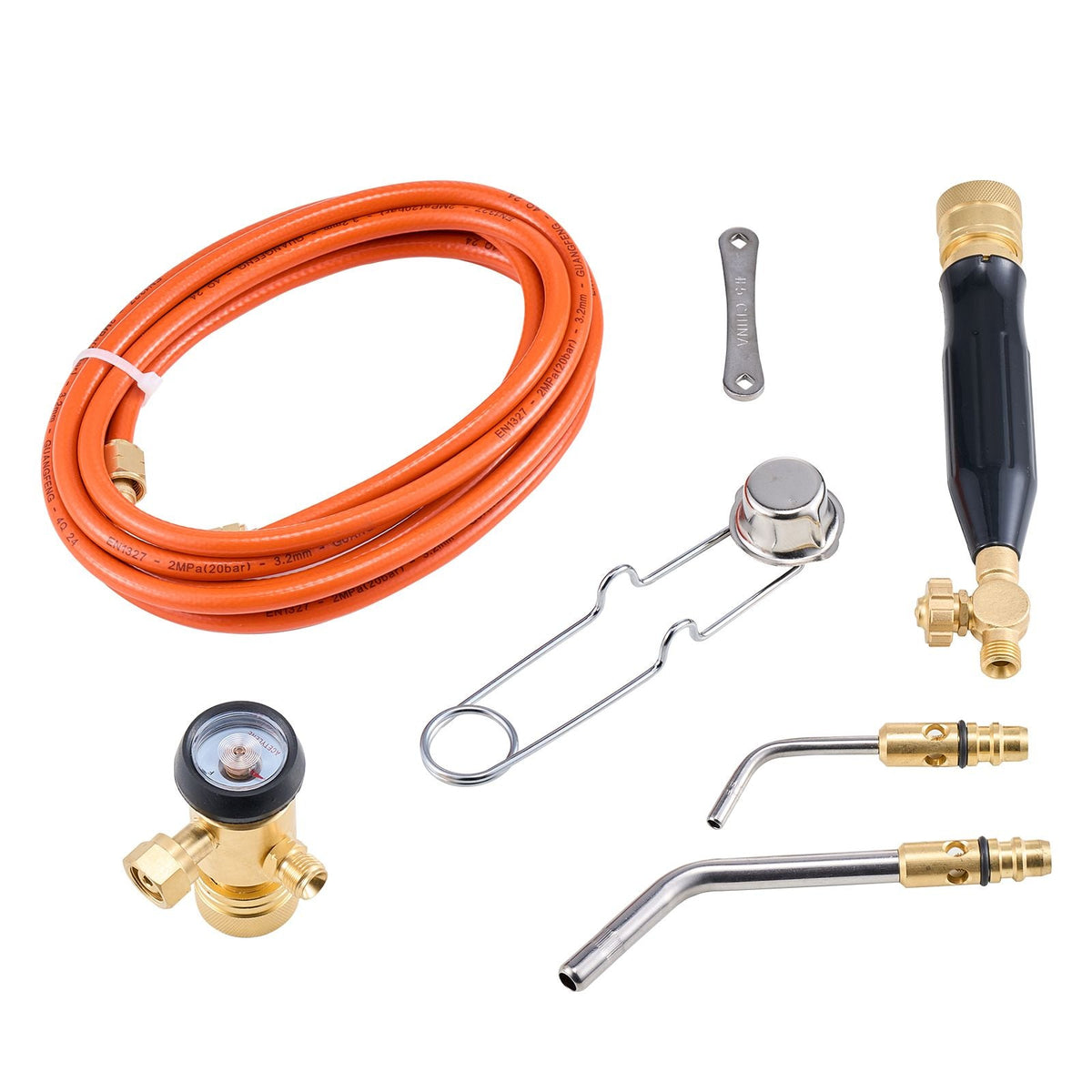 Air Acetylene Torch Kit, Acetylene Gas Welding Tool with 149'' Hose, 2 Welding Tips, CGA200 Regulator & Torch Handle, Gas Brazing Welder for Home DIY Industrial Sites (without Gas Cylinder)