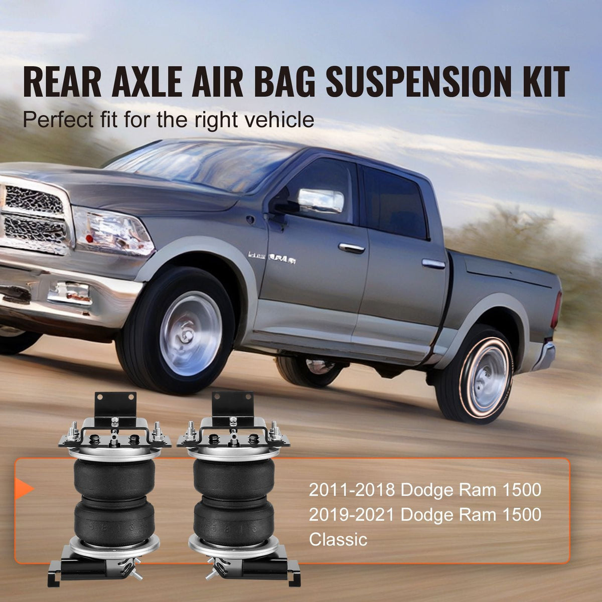 Air Bag Suspension Kit, Air Springs Suspension Bag Kit Compatible with 2011-2018 Dodge Ram 1500, 2019-2021 Dodge Ram 1500 Classic, 5000 lbs Loading, 5 to 100 PSI