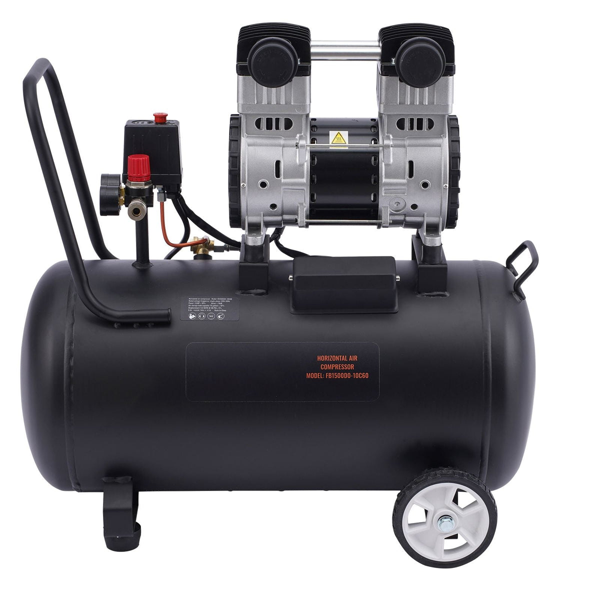 Air Compressor, 15 Gallon Steel Tank, 2HP 5.3 CFM@90 PSI Oil Free Air Compressor & Max. 125PSI Pressure, 78dB Ultra Quiet Portable Compressor, for Auto Repair, Tire Inflation, Spray Painting