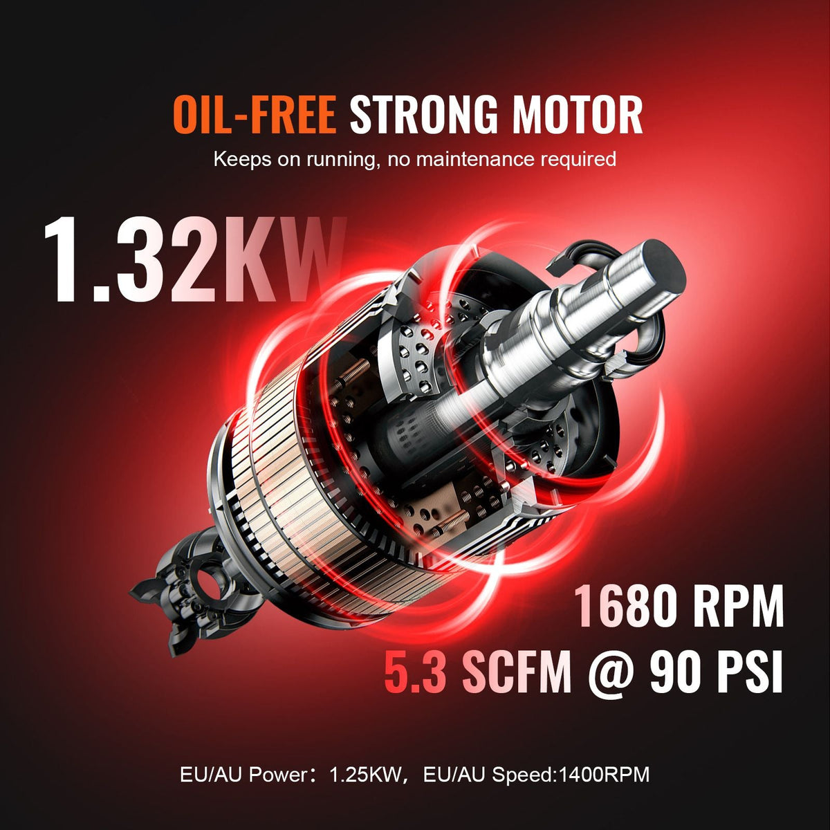Air Compressor, 15 Gallon Steel Tank, 2HP 5.3 CFM@90 PSI Oil Free Air Compressor & Max. 125PSI Pressure, 78dB Ultra Quiet Portable Compressor, for Auto Repair, Tire Inflation, Spray Painting