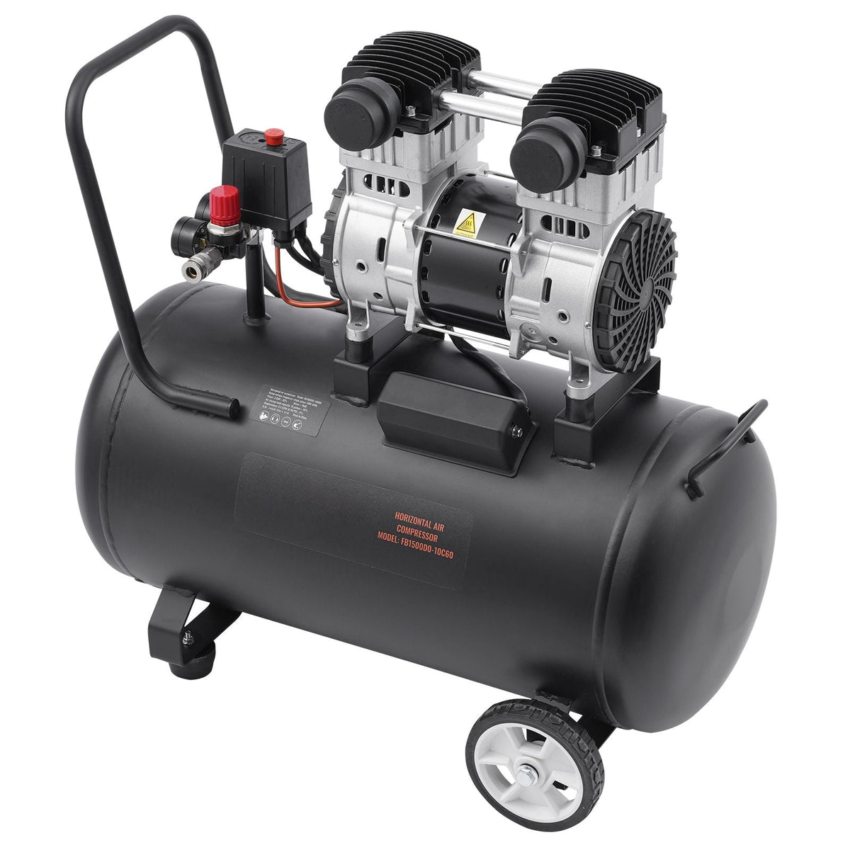 Air Compressor, 15 Gallon Steel Tank, 2HP 5.3 CFM@90 PSI Oil Free Air Compressor & Max. 125PSI Pressure, 78dB Ultra Quiet Portable Compressor, for Auto Repair, Tire Inflation, Spray Painting