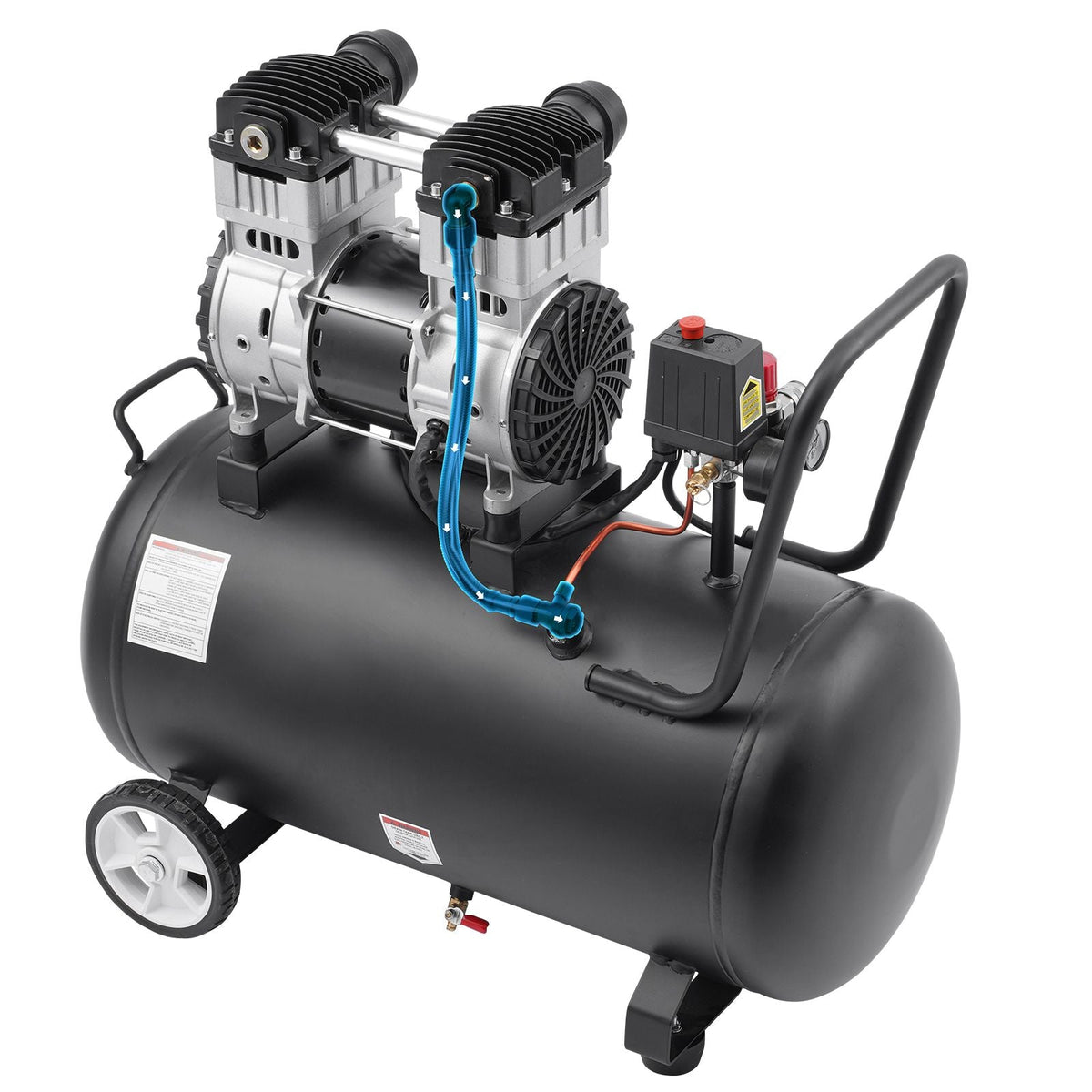 Air Compressor, 15 Gallon Steel Tank, 2HP 5.3 CFM@90 PSI Oil Free Air Compressor & Max. 125PSI Pressure, 78dB Ultra Quiet Portable Compressor, for Auto Repair, Tire Inflation, Spray Painting
