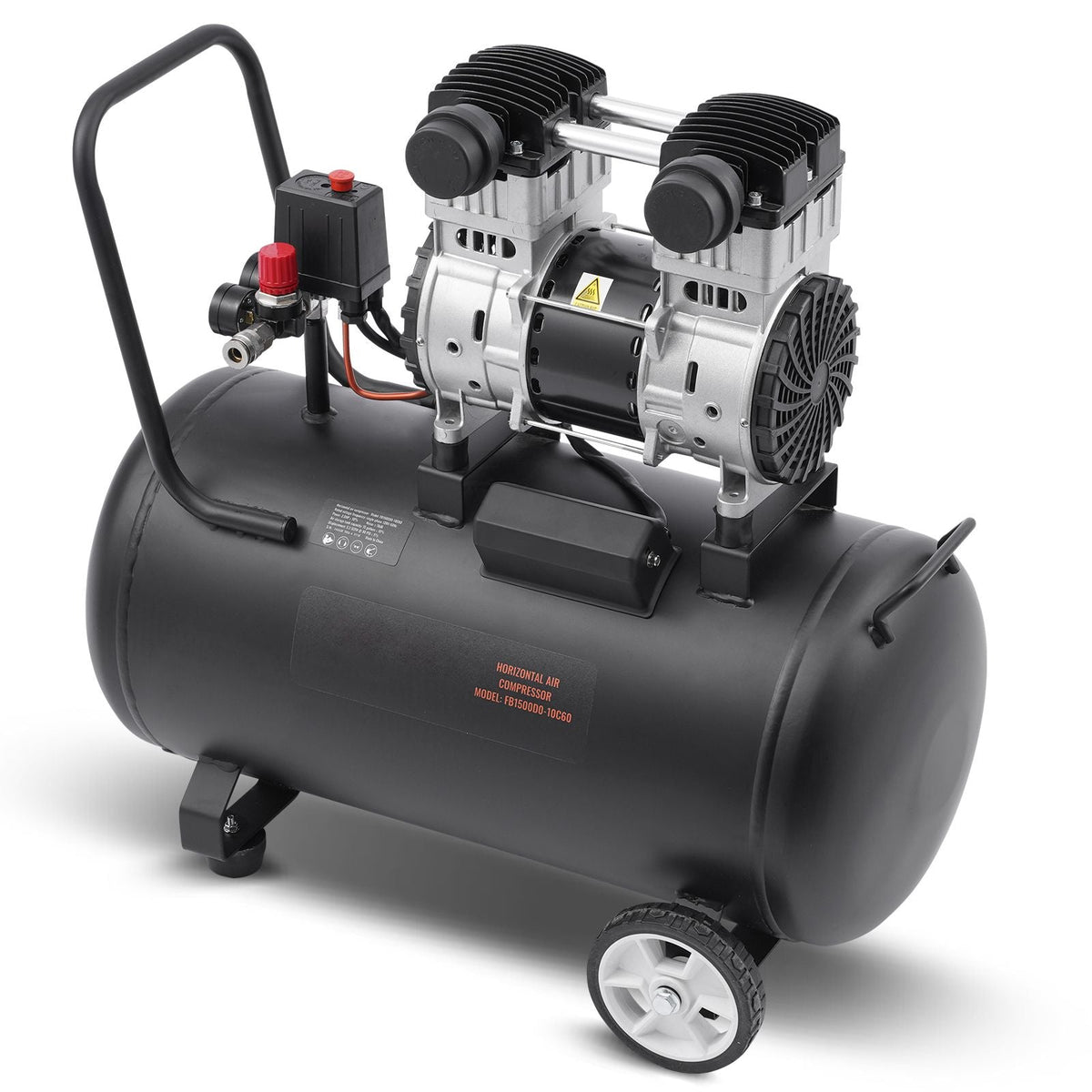 Air Compressor, 15 Gallon Steel Tank, 2HP 5.3 CFM@90 PSI Oil Free Air Compressor & Max. 125PSI Pressure, 78dB Ultra Quiet Portable Compressor, for Auto Repair, Tire Inflation, Spray Painting