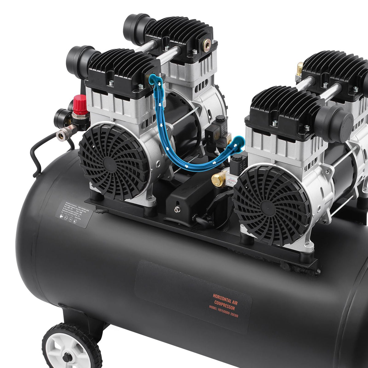 Air Compressor, 20 Gallon Steel Tank, 4HP 10.6 CFM@90 PSI Oil Free Air Compressor & Max. 125PSI Pressure, 78dB Ultra Quiet Portable Compressor, for Auto Repair, Tire Inflation, Spray Painting