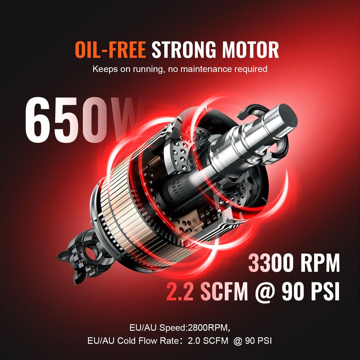 Air Compressor, 8 Gallon Steel Tank, 1HP 2.2 CFM@90 PSI Oil Free Air Compressor & Max. 120PSI Pressure, 80dB Ultra Quiet Portable Compressor, for Auto Repair, Tire Inflation, Spray Painting