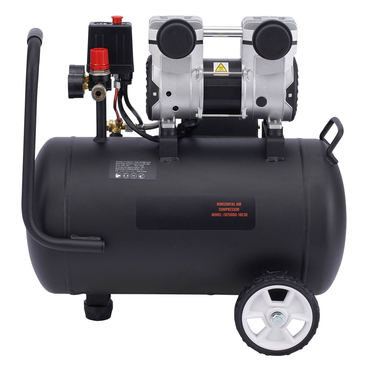 Air Compressor, 8 Gallon Steel Tank, 1HP 2.2 CFM@90 PSI Oil Free Air Compressor & Max. 120PSI Pressure, 80dB Ultra Quiet Portable Compressor, for Auto Repair, Tire Inflation, Spray Painting