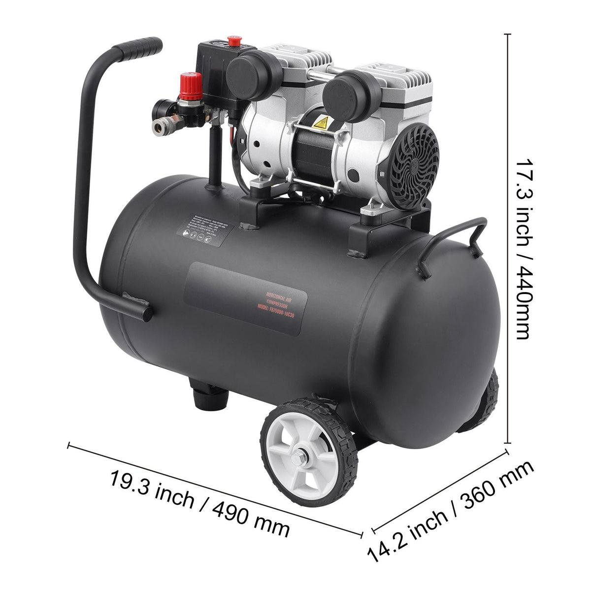 Air Compressor, 8 Gallon Steel Tank, 1HP 2.2 CFM@90 PSI Oil Free Air Compressor & Max. 120PSI Pressure, 80dB Ultra Quiet Portable Compressor, for Auto Repair, Tire Inflation, Spray Painting