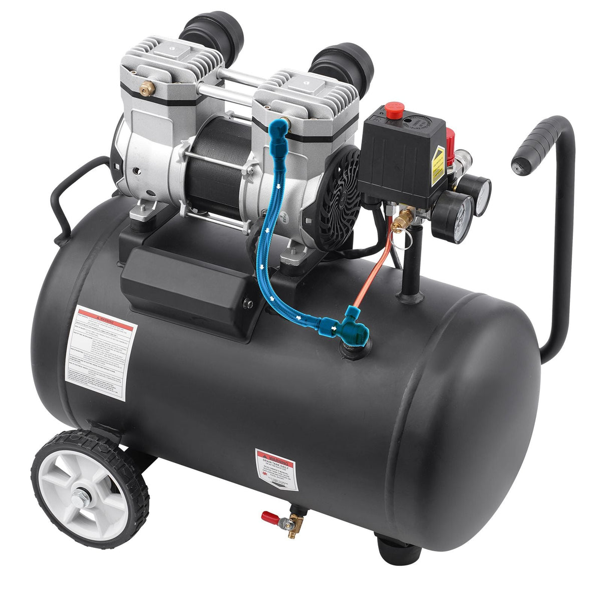 Air Compressor, 8 Gallon Steel Tank, 1HP 2.2 CFM@90 PSI Oil Free Air Compressor & Max. 120PSI Pressure, 80dB Ultra Quiet Portable Compressor, for Auto Repair, Tire Inflation, Spray Painting