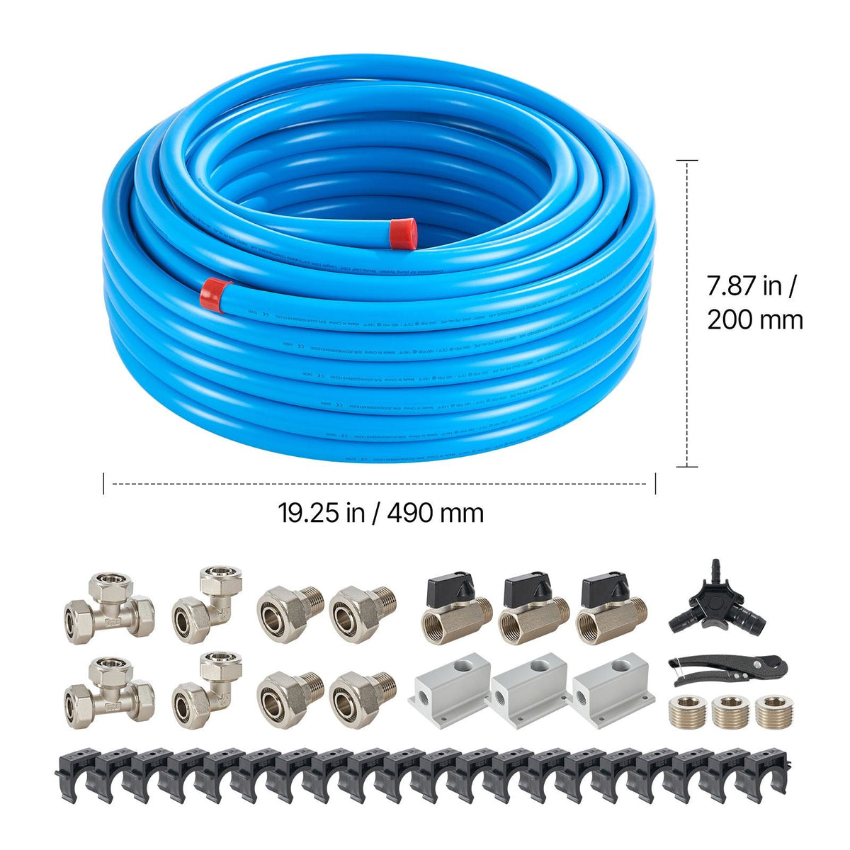 Air Compressor Line Kit, 100FT x 3/4", HDPE-Aluminum Compressed Air Piping System, Leak-Proof, Pressure-Resistant & Easy-to-Install, Compressed Air Line Tubing Kit for Garages Workshops, Blue