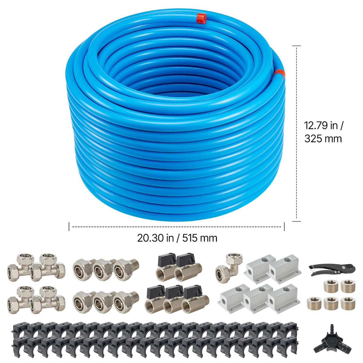 Air Compressor Line Kit, 200FT x 3/4", HDPE-Aluminum Compressed Air Piping System, Leak-Proof & Easy-to-Install, Compressed Air Line Tubing Kit for Garages Workshops, Blue