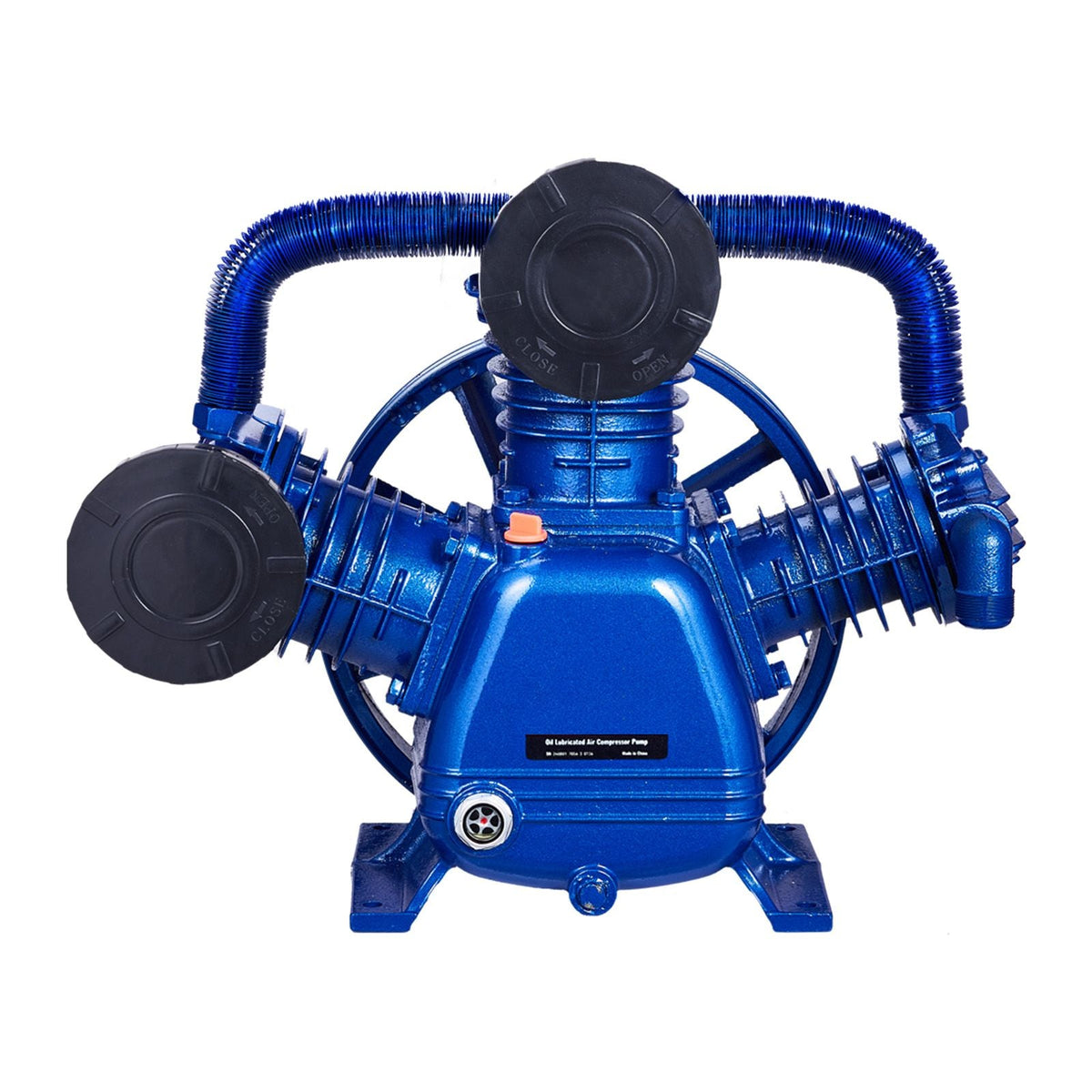 Air Compressor Pump Head, 10HP 17.5CFM @ 90PSI, 3-Cylinder Oil Lubricated Air Compressor Piston Pump Head, Dual Stage V-Type Cast Iron Air Compressor Pump Replacement with Max. 185PSI Pressure