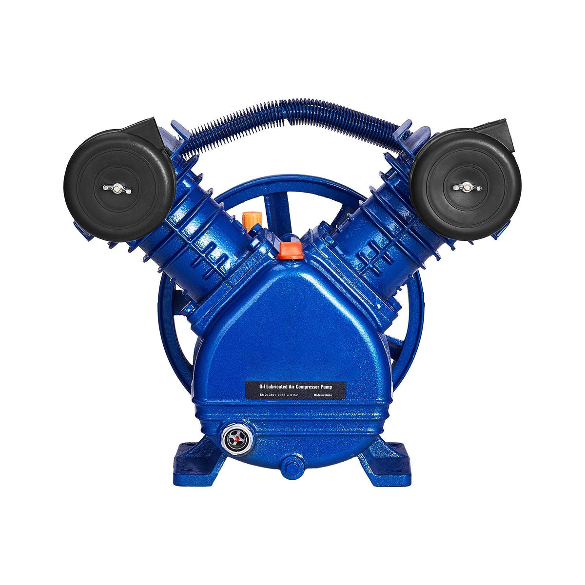 Air Compressor Pump Head, 3HP 6.25CFM@90PSI, Twin Cylinder Oil Lubricated Air Compressor Piston Pump Head, Single Stage V-Type Cast Iron Air Compressor Pump Replacement with Max.116PSI Pressure