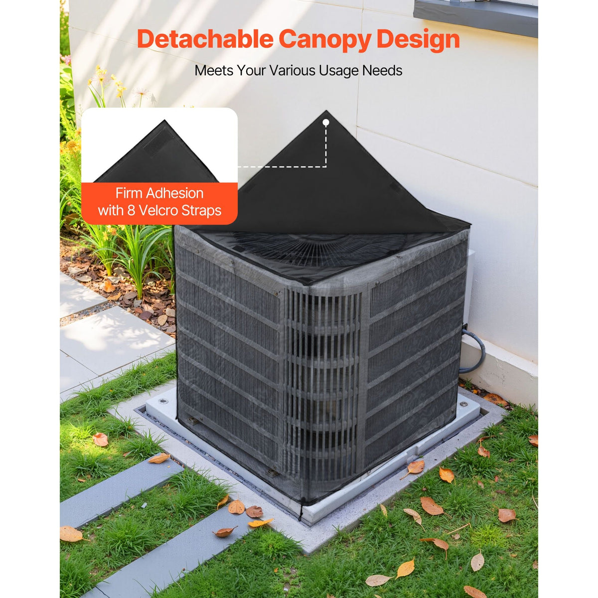 Air Conditioner Cover, 28 x 28 x 32 inch Ac Cover for Air Conditioning Unit, Dual-Layer, Detachable Canopy,Waterproof Polyester, Universal HVAC Protector for Outdoor Outside Ac Unit, Black