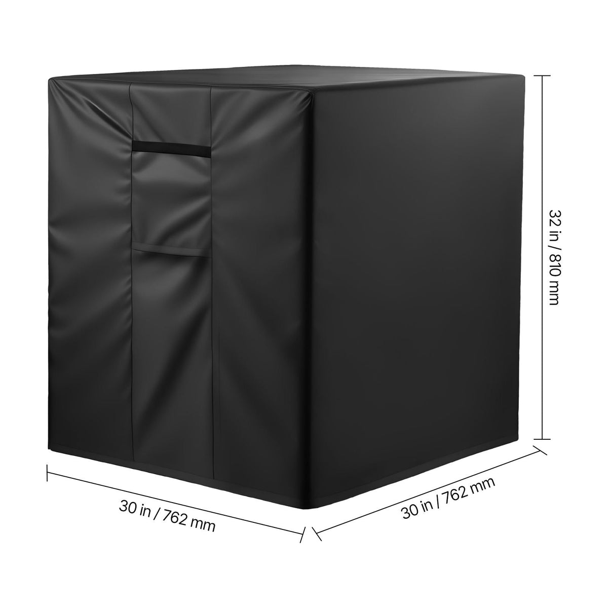 Air Conditioner Cover, 30 x 30 x 32 inch Ac Cover for Air Conditioning Unit, Three-Layer, Waterproof Polyester Fabric, Mesh Ventilation, Universal Defender for Outdoor Outside Ac Unit, Black