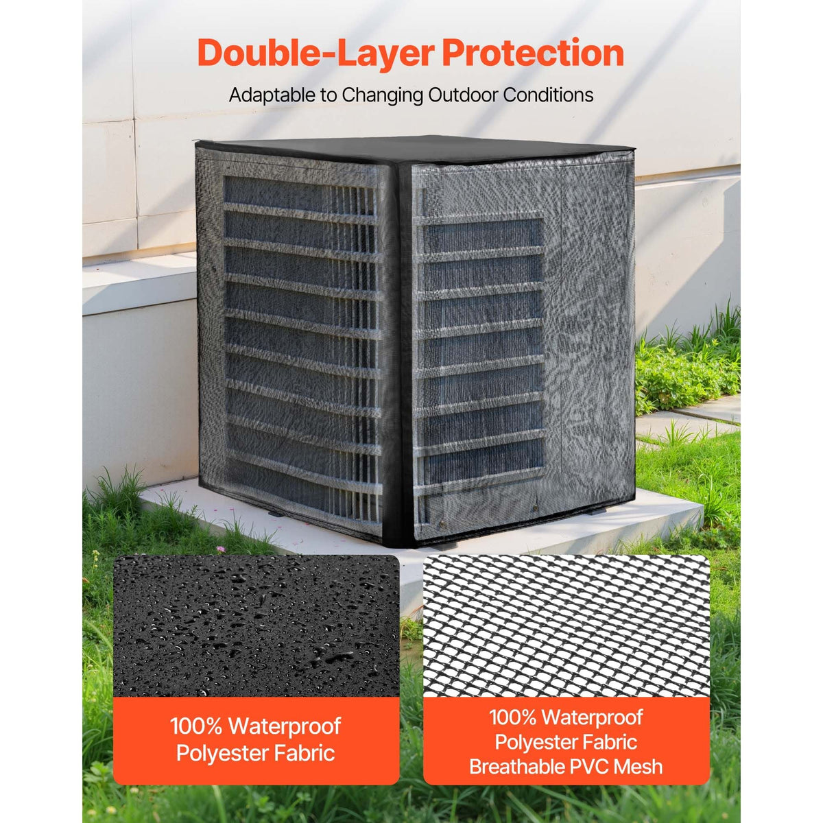 Air Conditioner Cover, 32 x 32 x 36 inch Ac Cover for Air Conditioning Unit, Dual-Layer, Detachable Canopy,Waterproof Polyester, Universal HVAC Protector for Outdoor Outside Ac Unit, Black