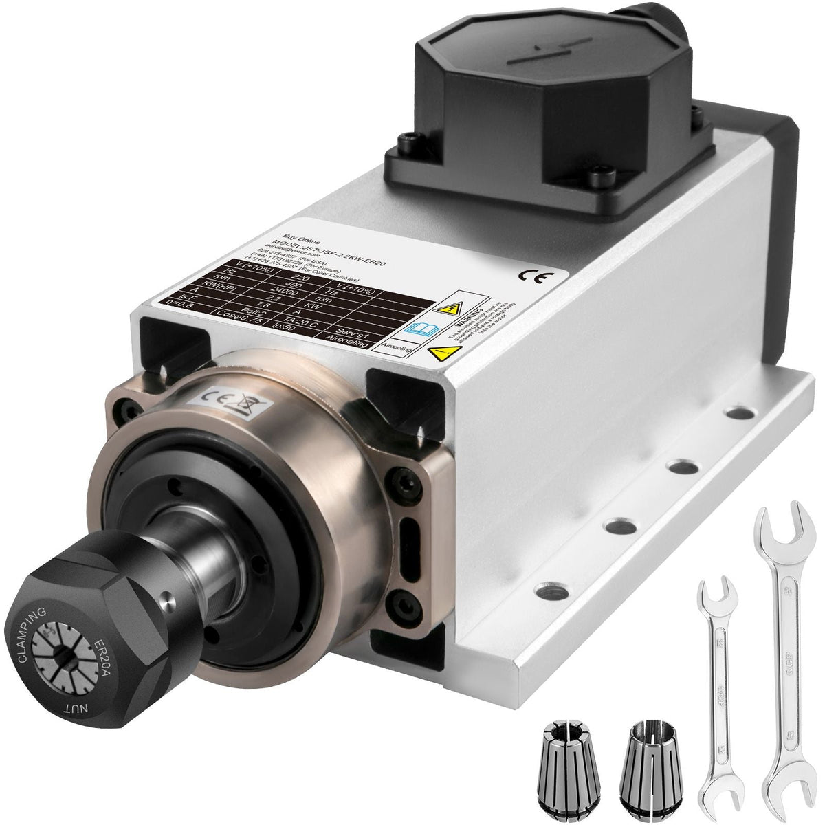 Air Cooled Spindle Motor 2.2KW CNC Spindle Motor 220V Square Air Cooled Spindle Motor ER20 Collet 24000 RPM CNC Spindle 6A Spindle Motor 400 Hz for CNC Router Engraving Milling Machine